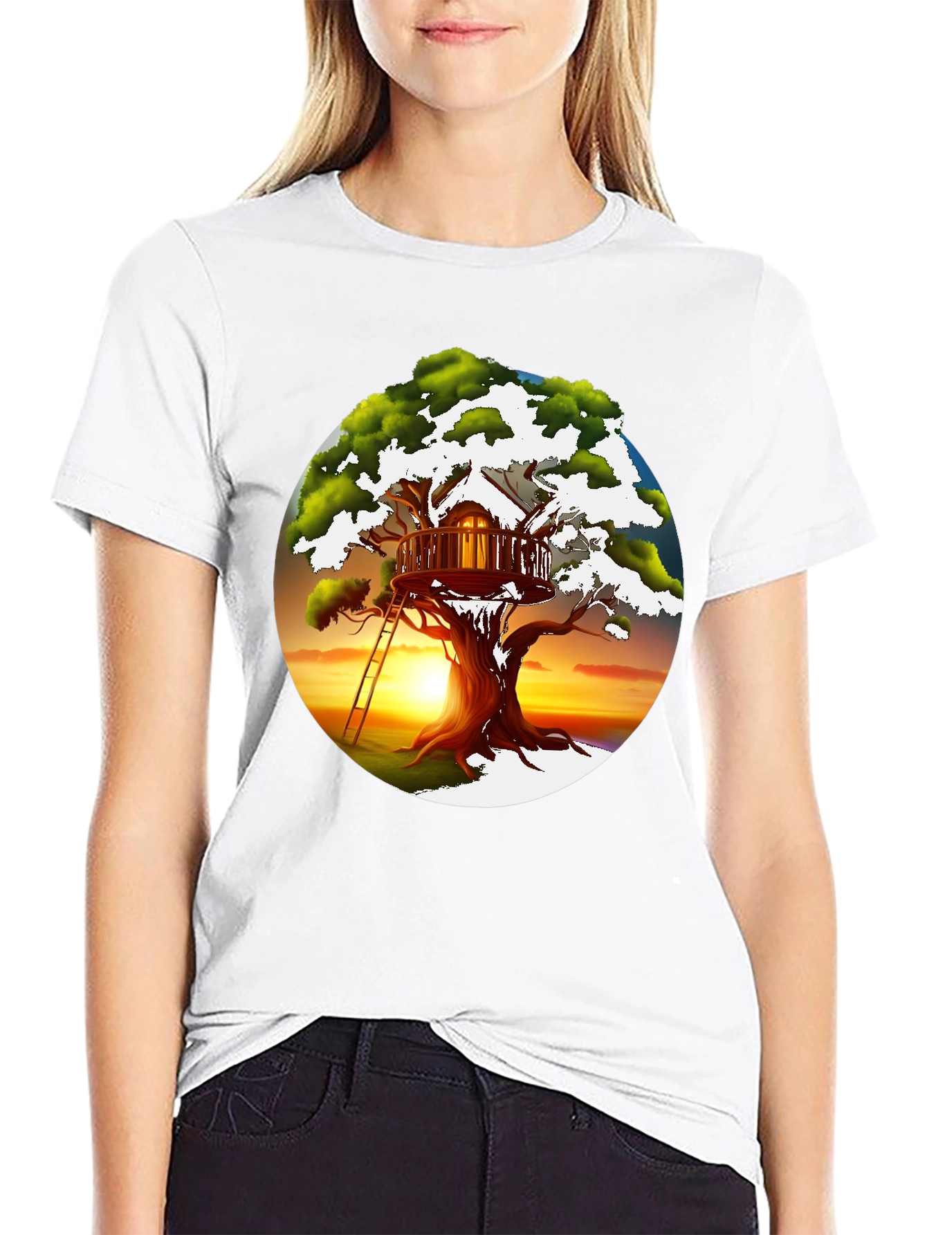 Black Treehouse Graphic T-Shirt - Unique Design view 9