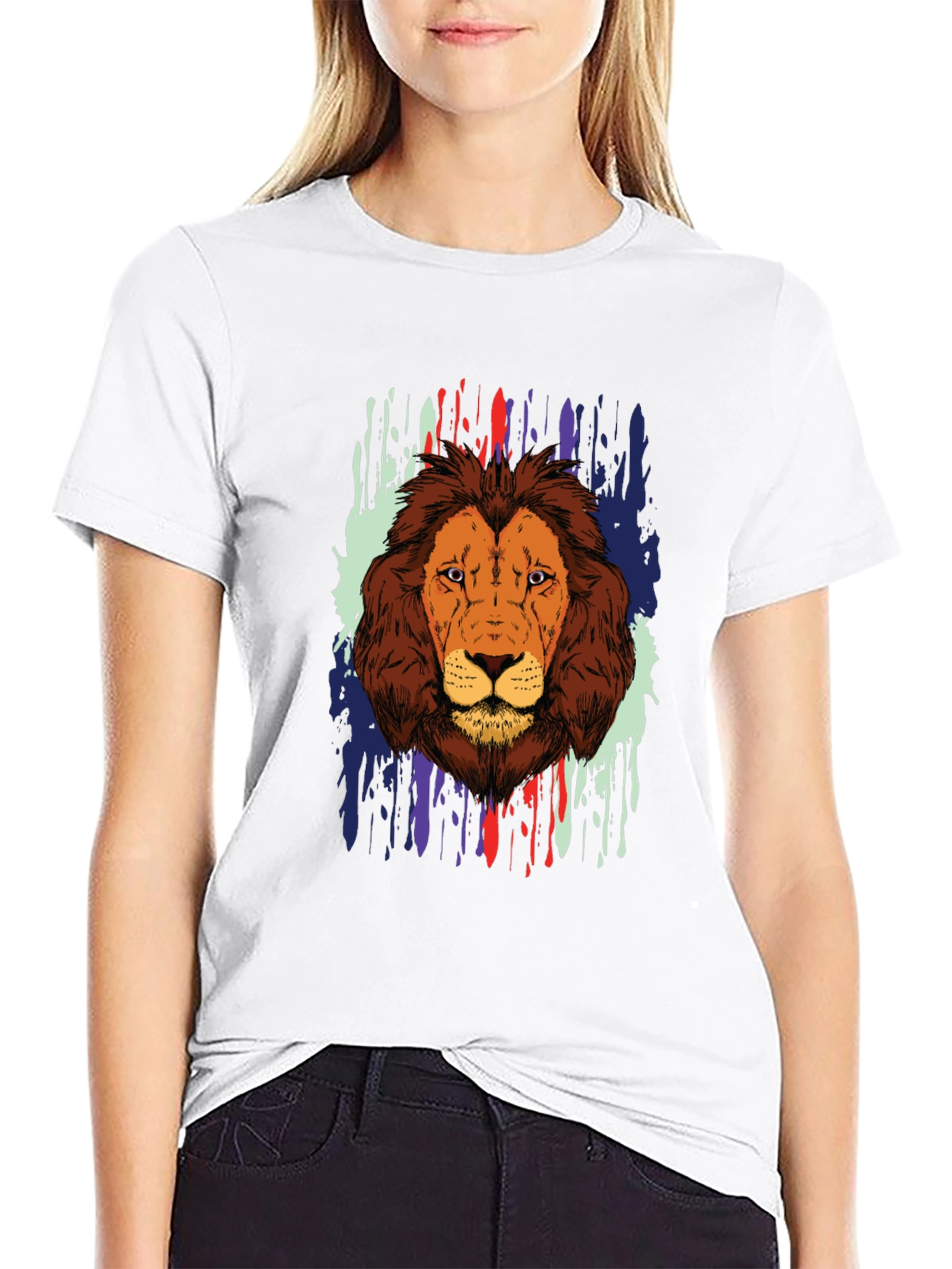 Black Lion Graphic Print Black T-Shirt view 9