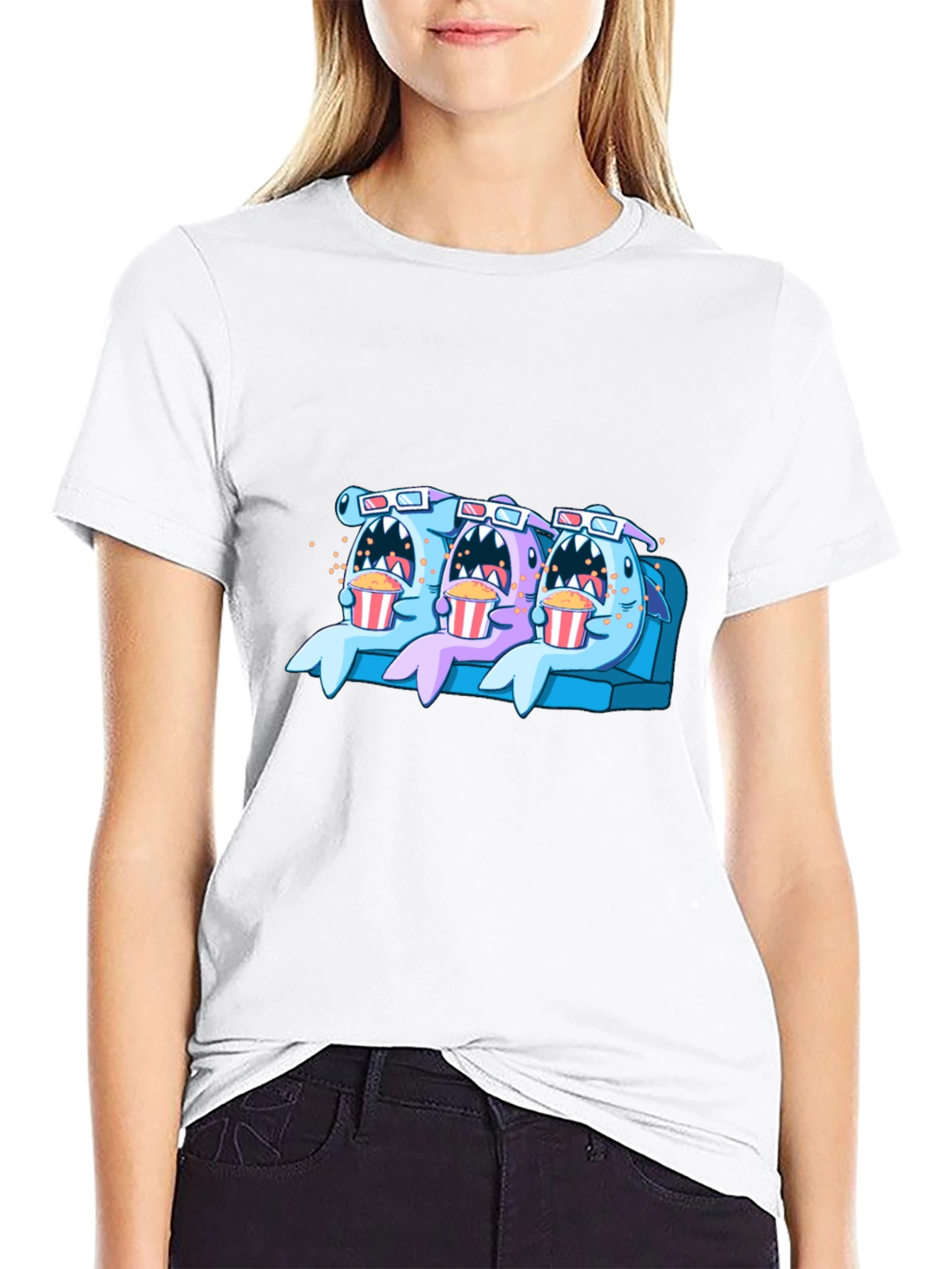Black Shark Movie Night Graphic Tee view 9