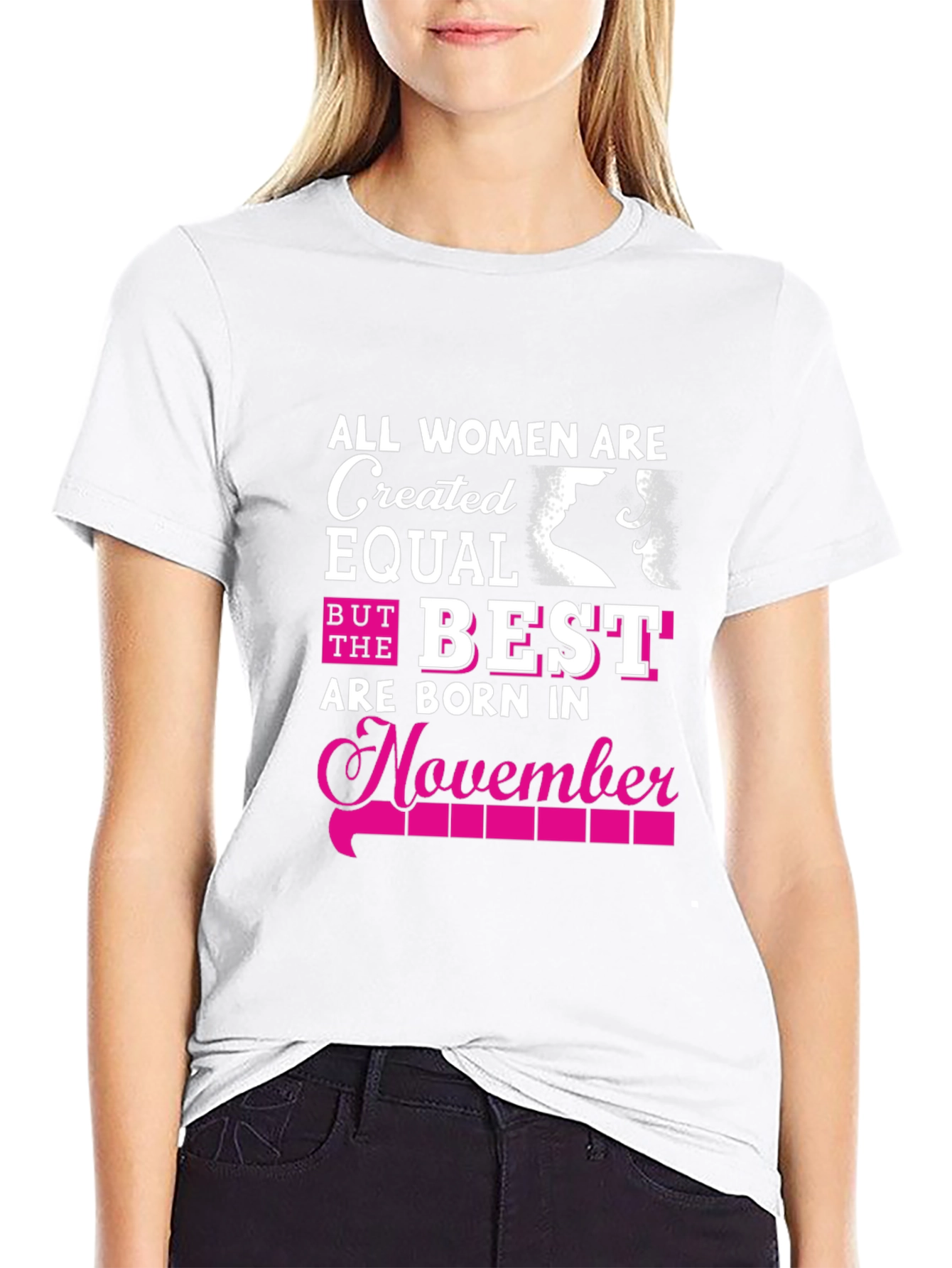 Black All Women Are Created Equal November Birthday T-Shirt view 9