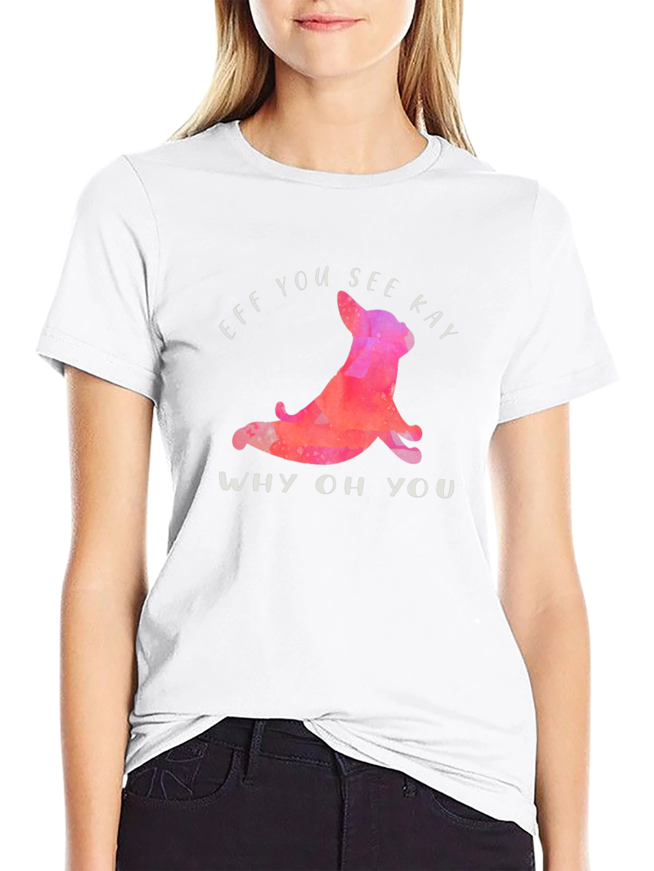 Black Funny Eff You See Kay T-Shirt with Yoga Dog view 9