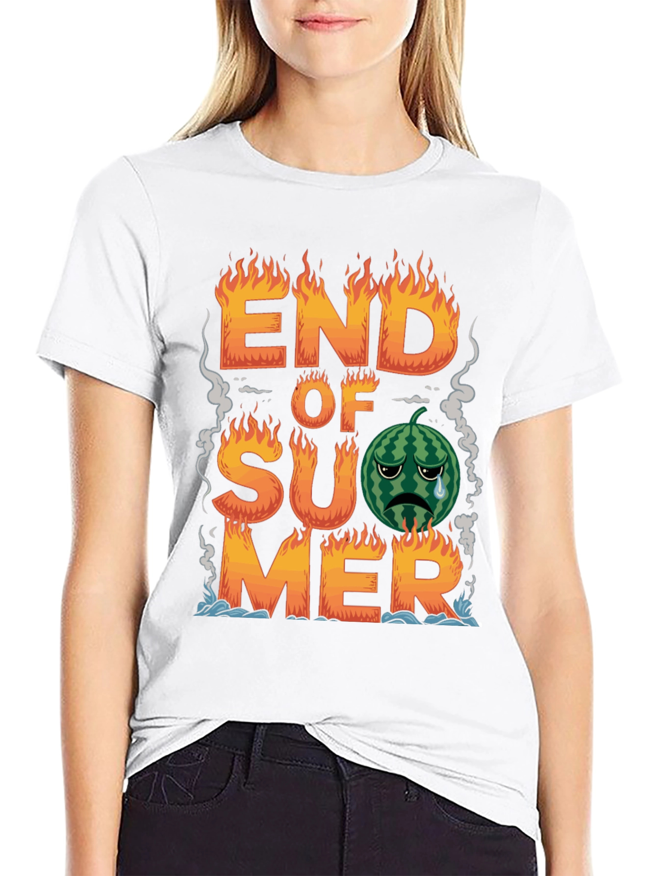 Black End of Summer T-Shirt - Sad Watermelon view 9