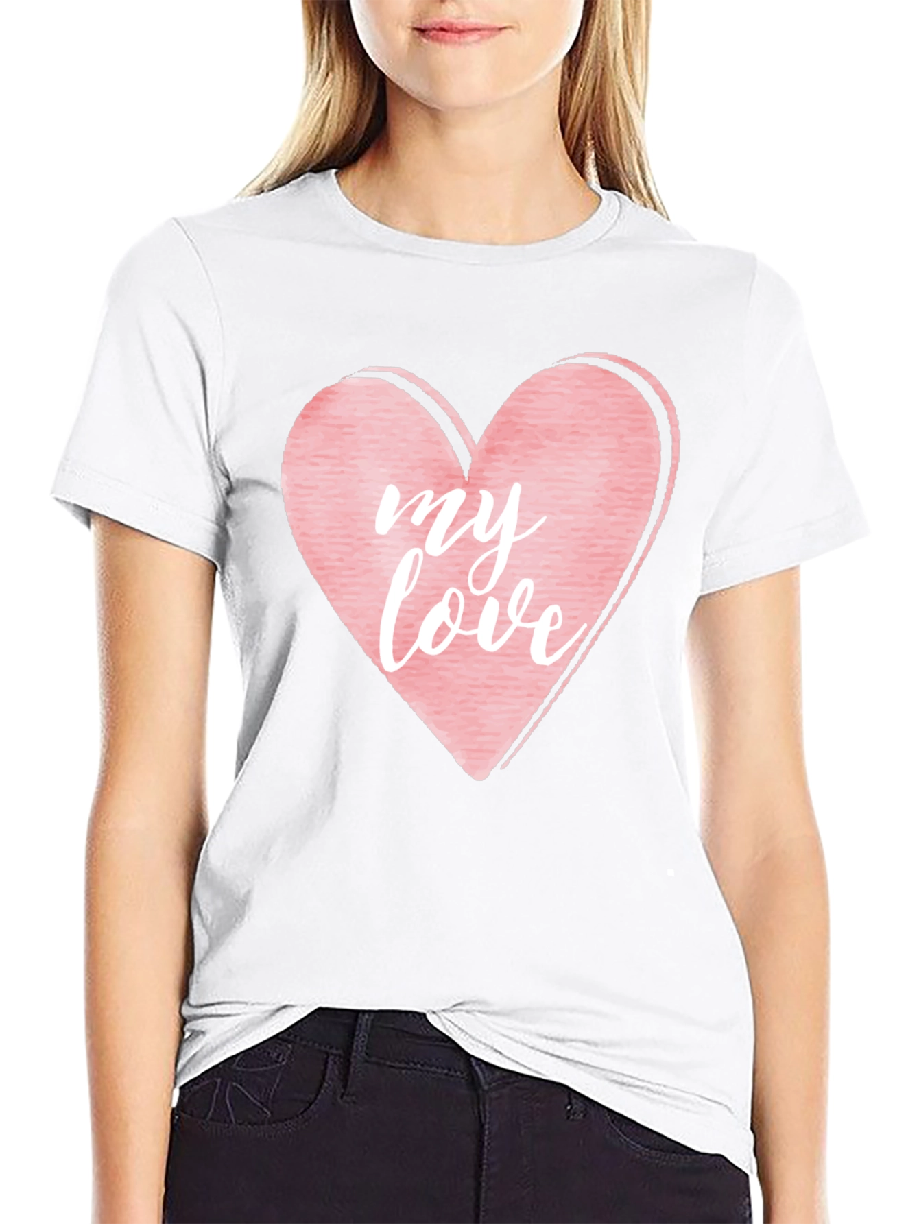 Black My Love Heart Graphic T-Shirt view 9