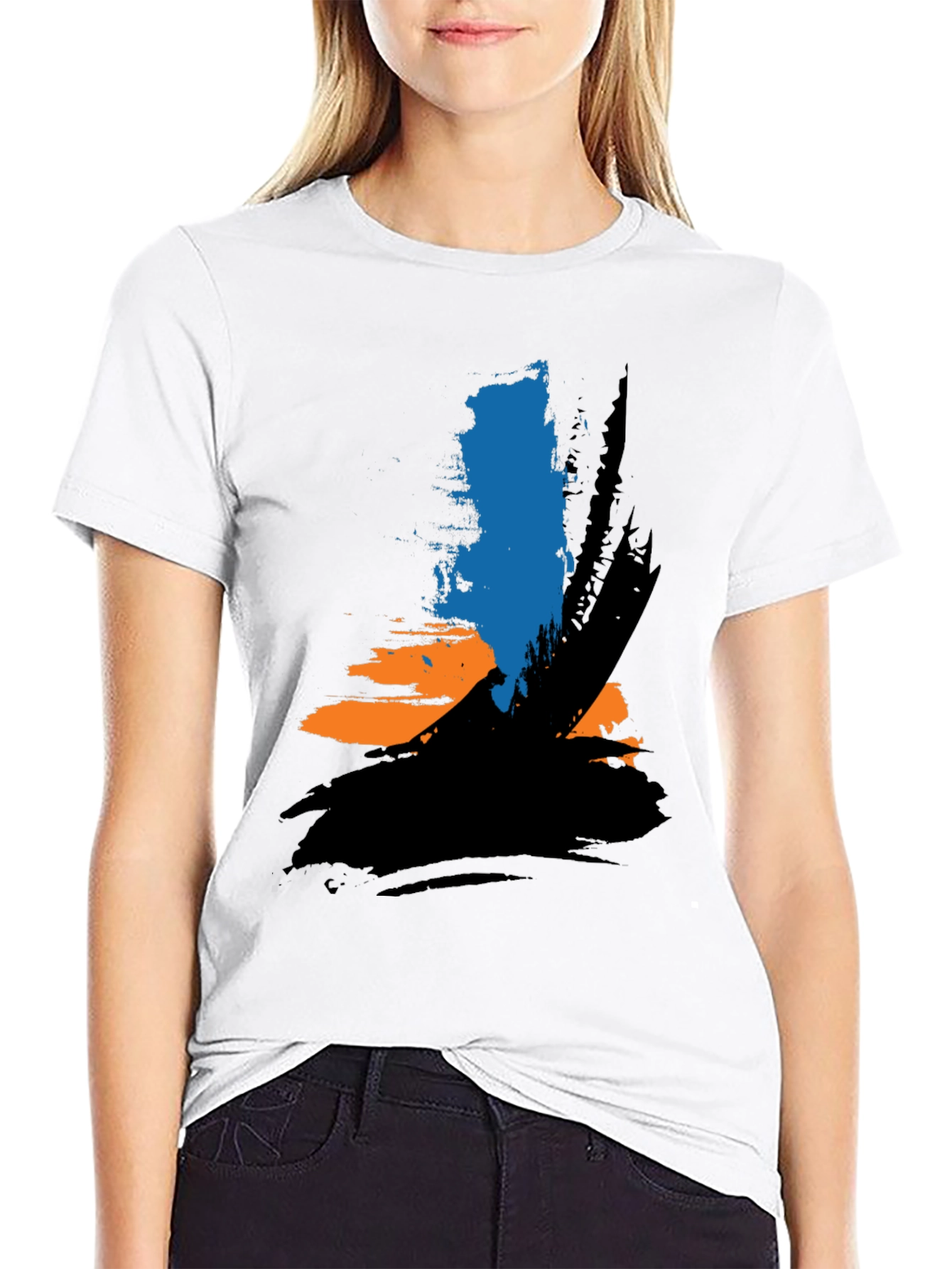 Black Abstract Brushstroke Graphic Tee - Black view 9