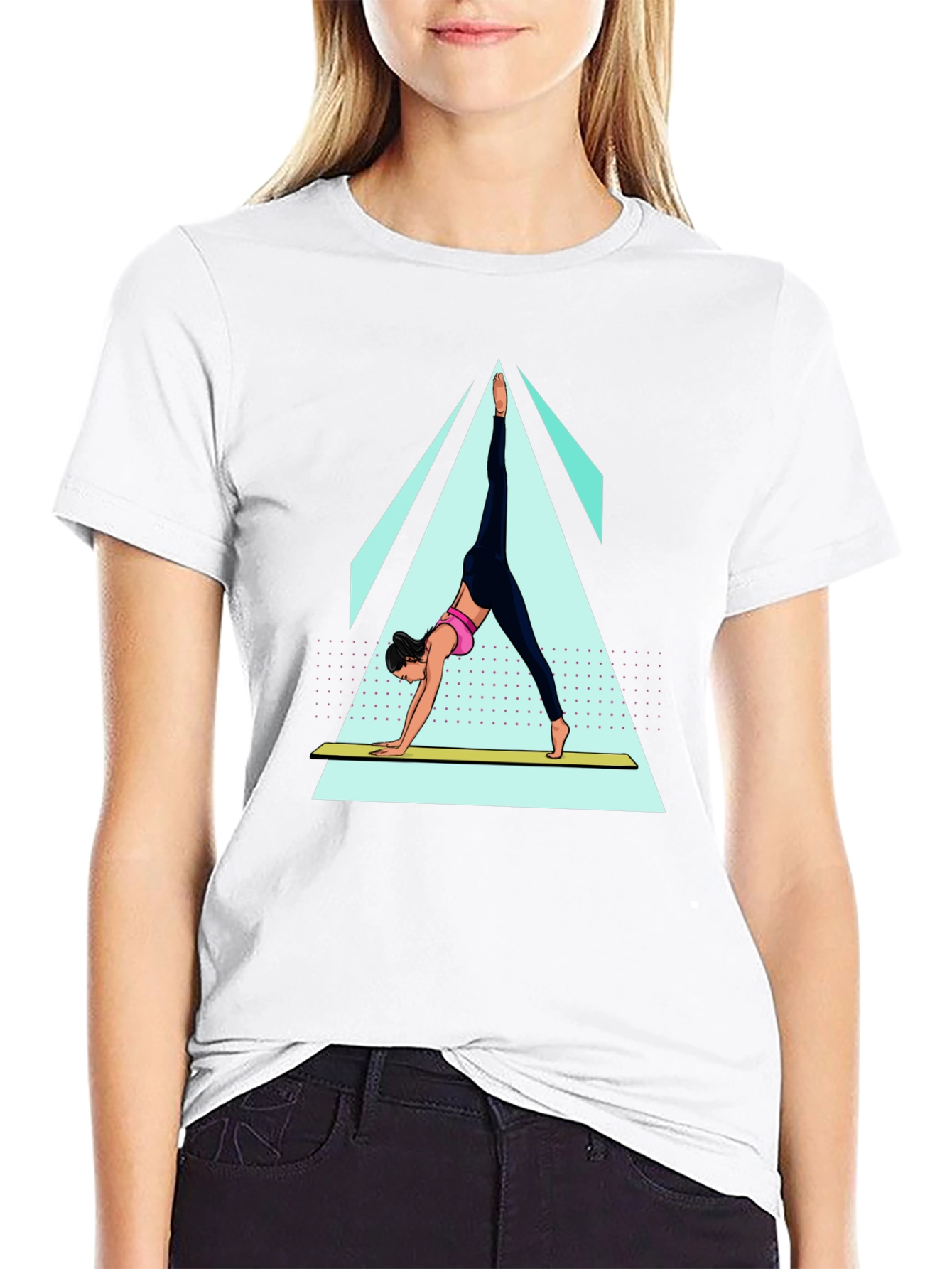 Black Yoga Pose Graphic Tee - Black Cotton Blend Shirt view 9