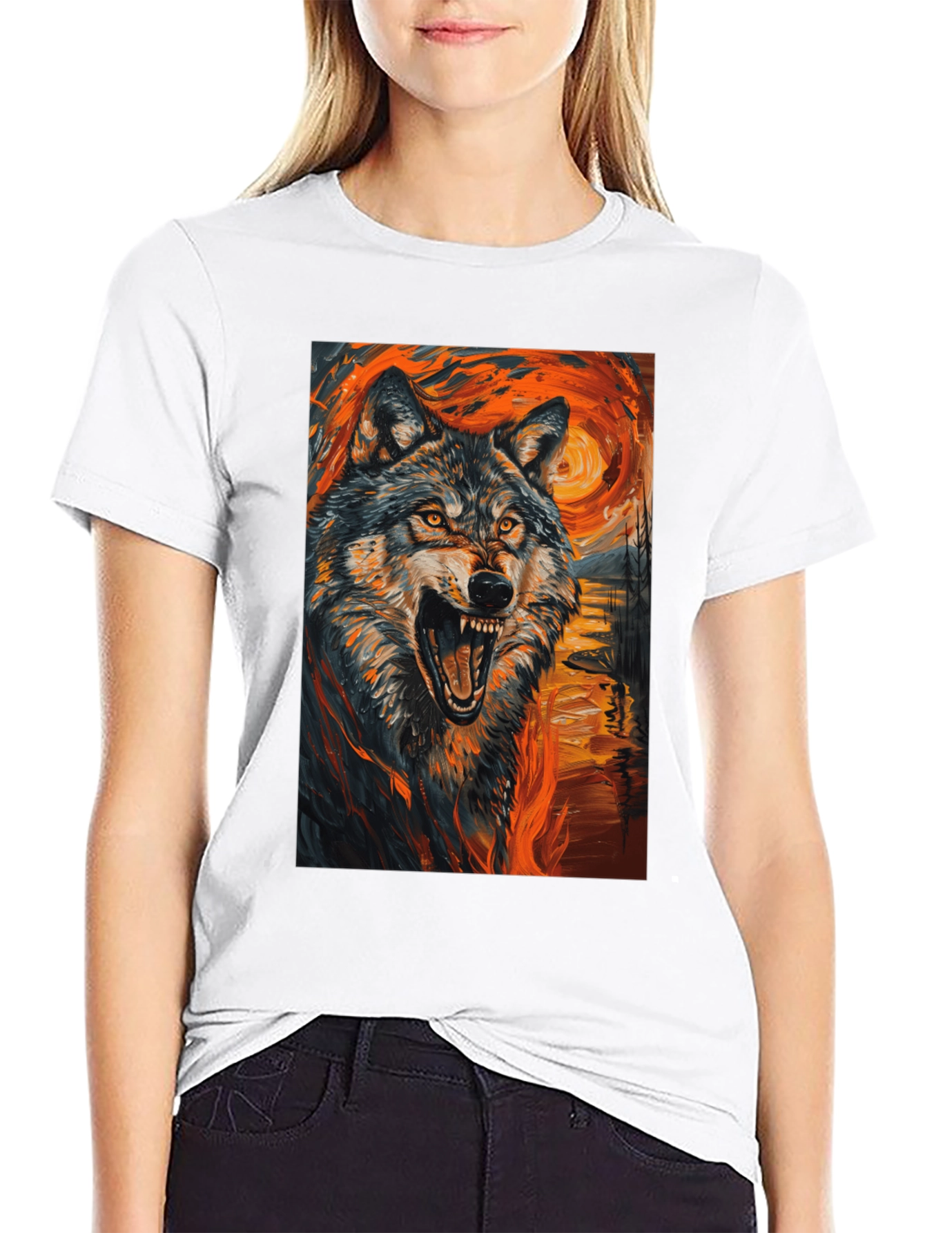 Black Wolf Art T-Shirt - Vibrant Graphic Tee view 9