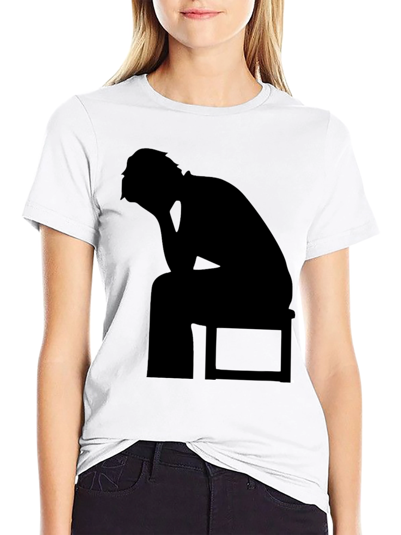 Black Silhouette T-Shirt - Thinking Man Design view 9