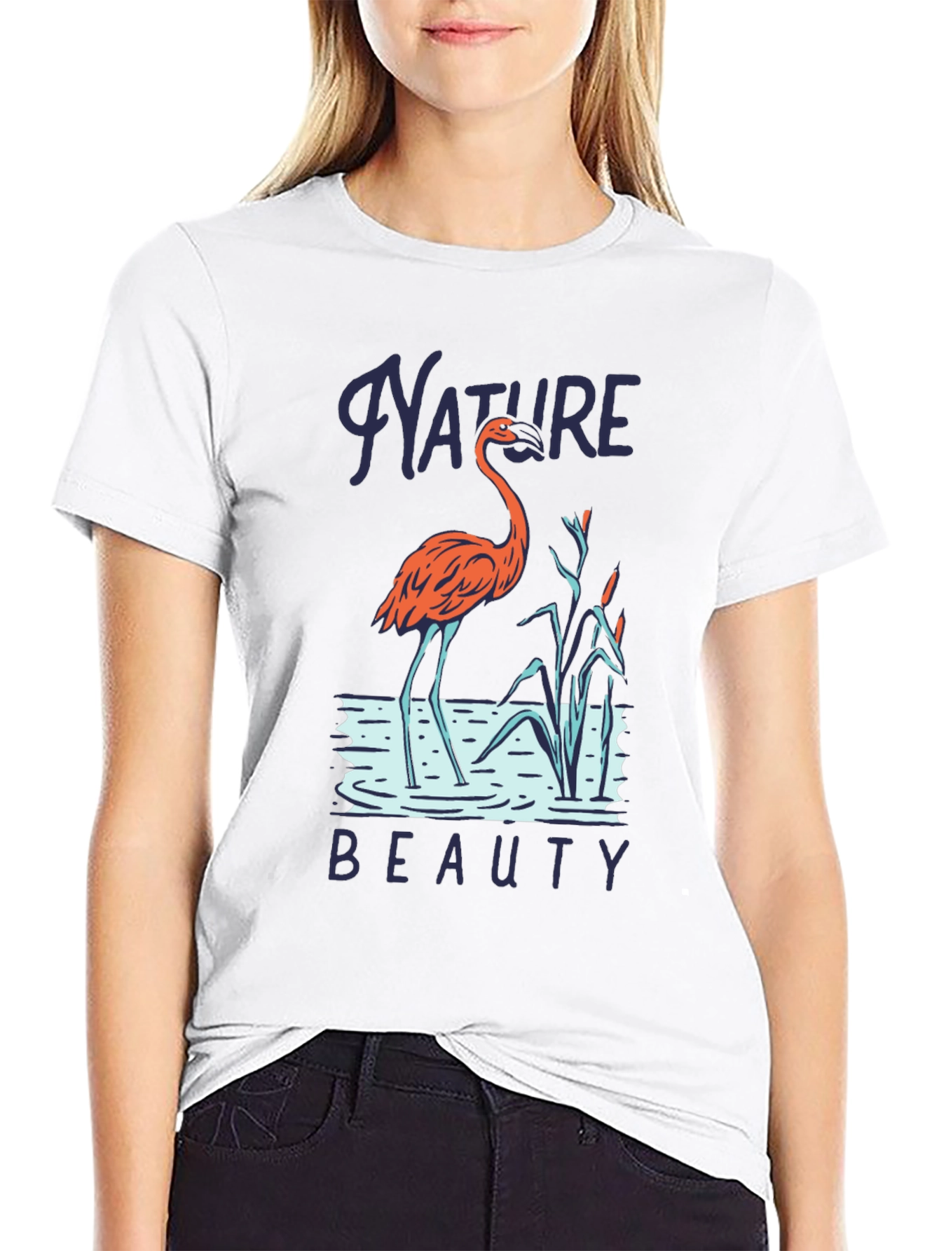 Black Nature Beauty Flamingo T-Shirt view 9