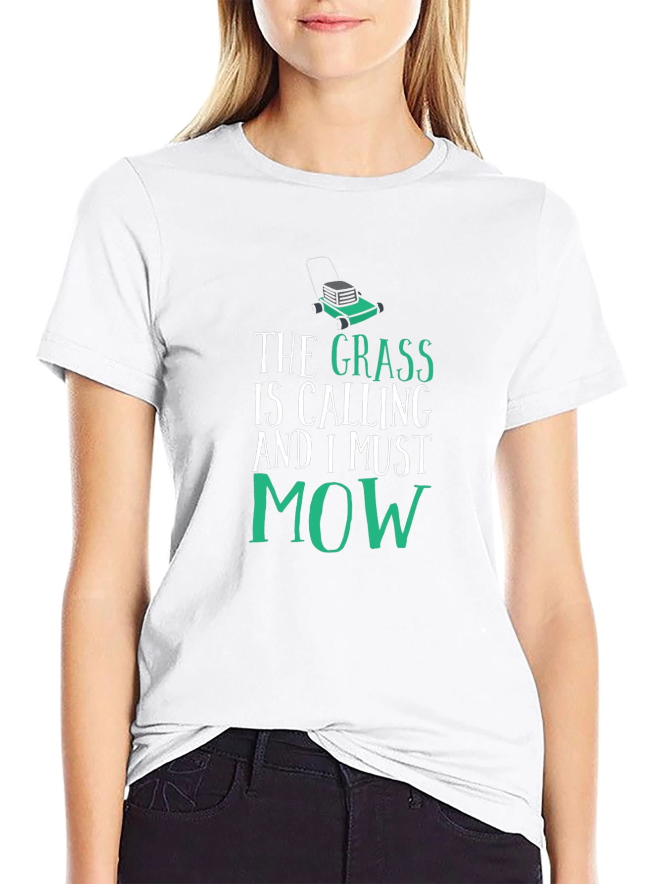 Black Funny Lawn Mowing T-Shirt - The Grass is Calling view 9