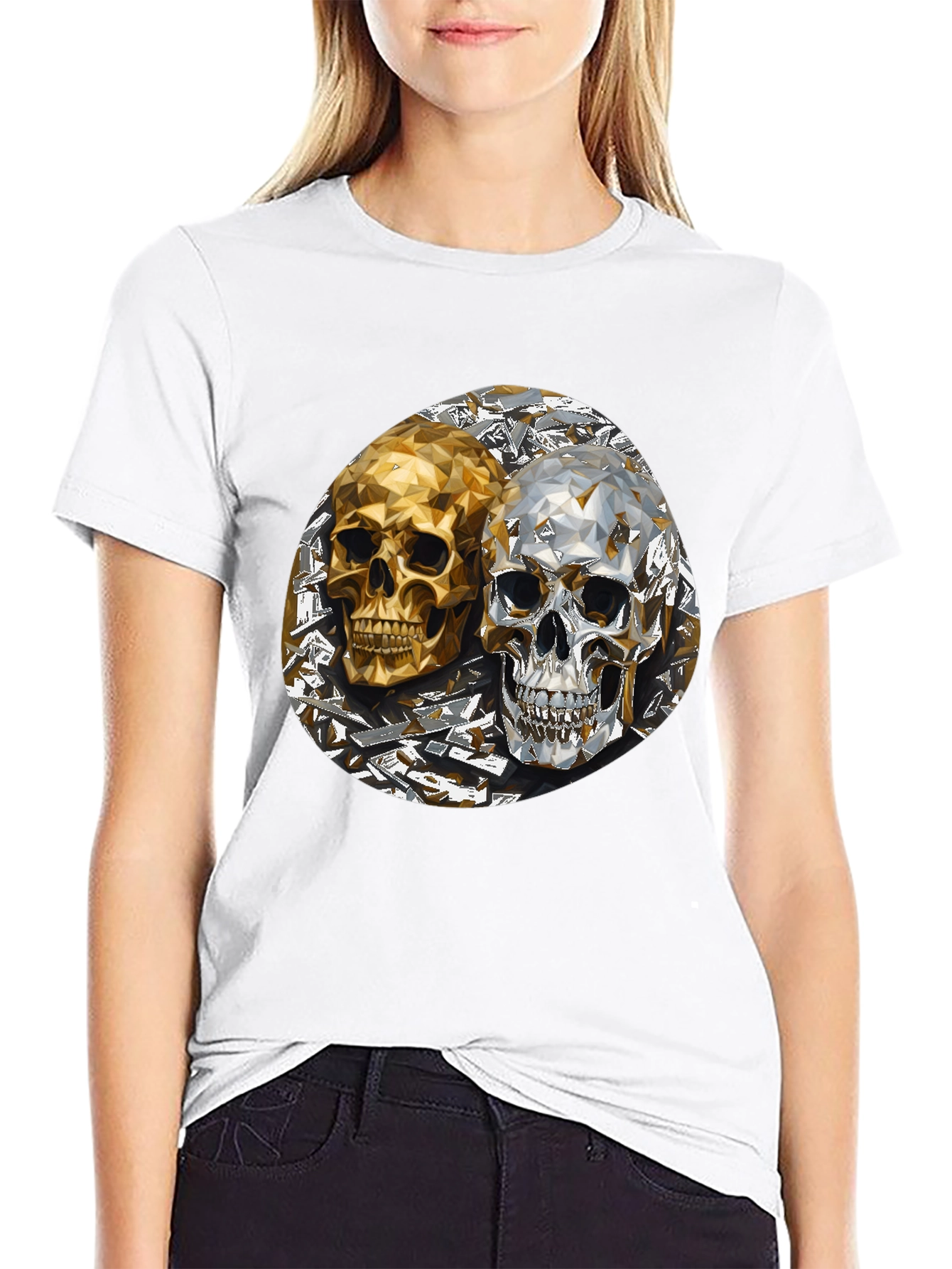 Black Skull Art Graphic Print Men's T-Shirt view 9