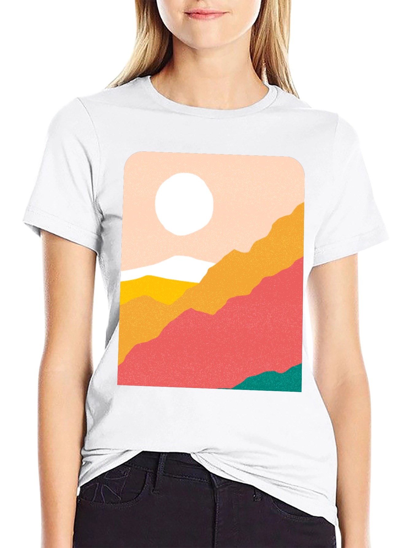 Black Abstract Landscape Graphic Tee - Black view 9