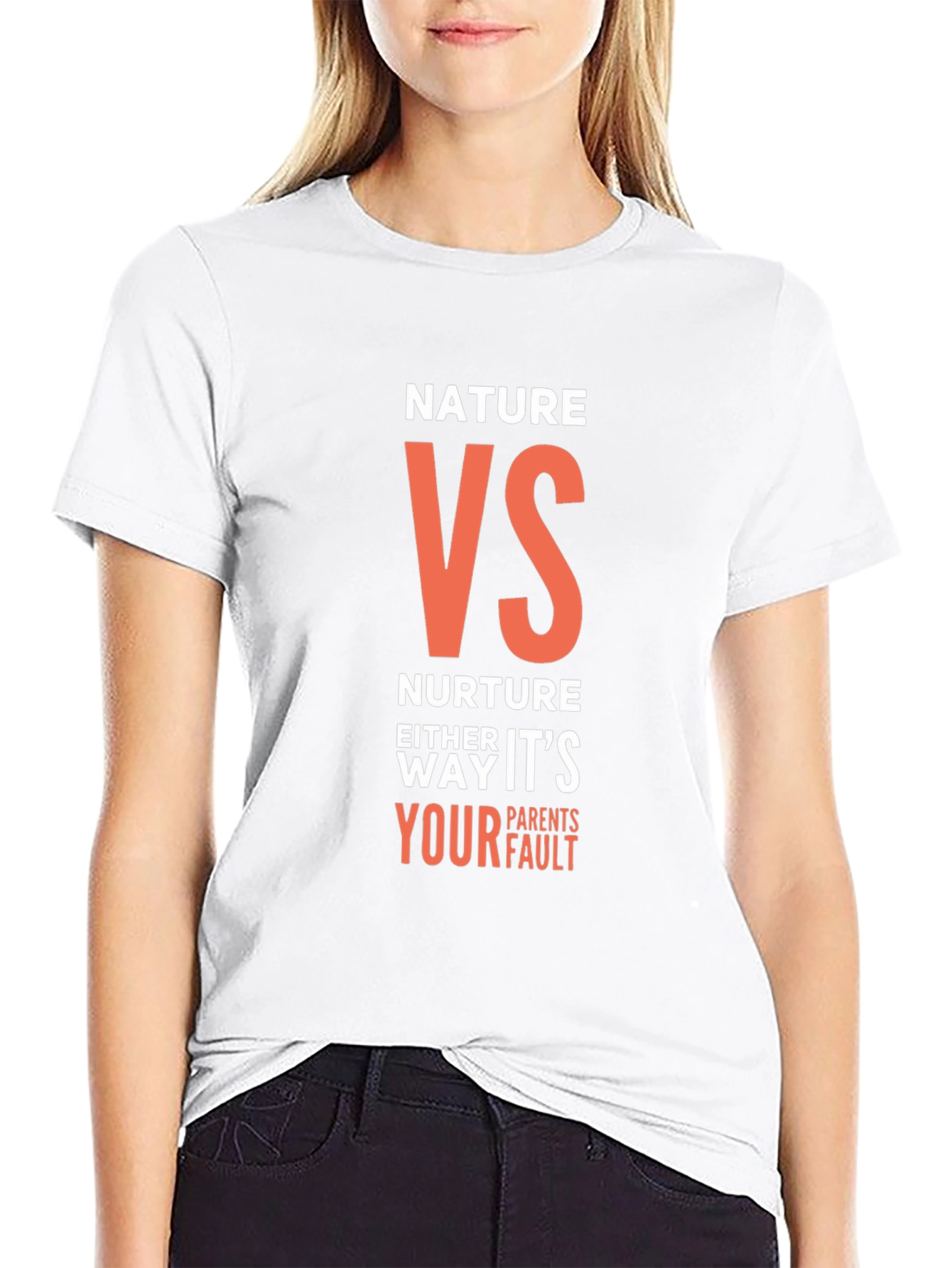 Black Nature VS Nurture T-Shirt - Funny Parent Blame Tee view 9
