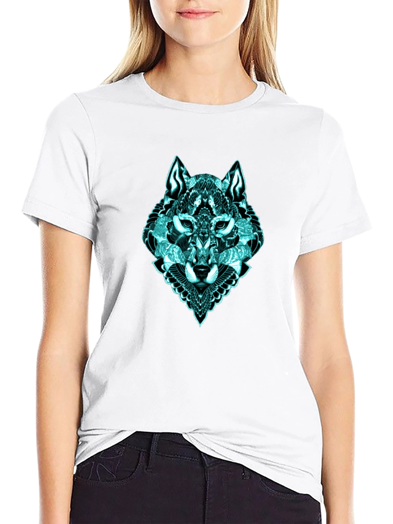 Black Mystic Wolf Graphic T-Shirt view 9