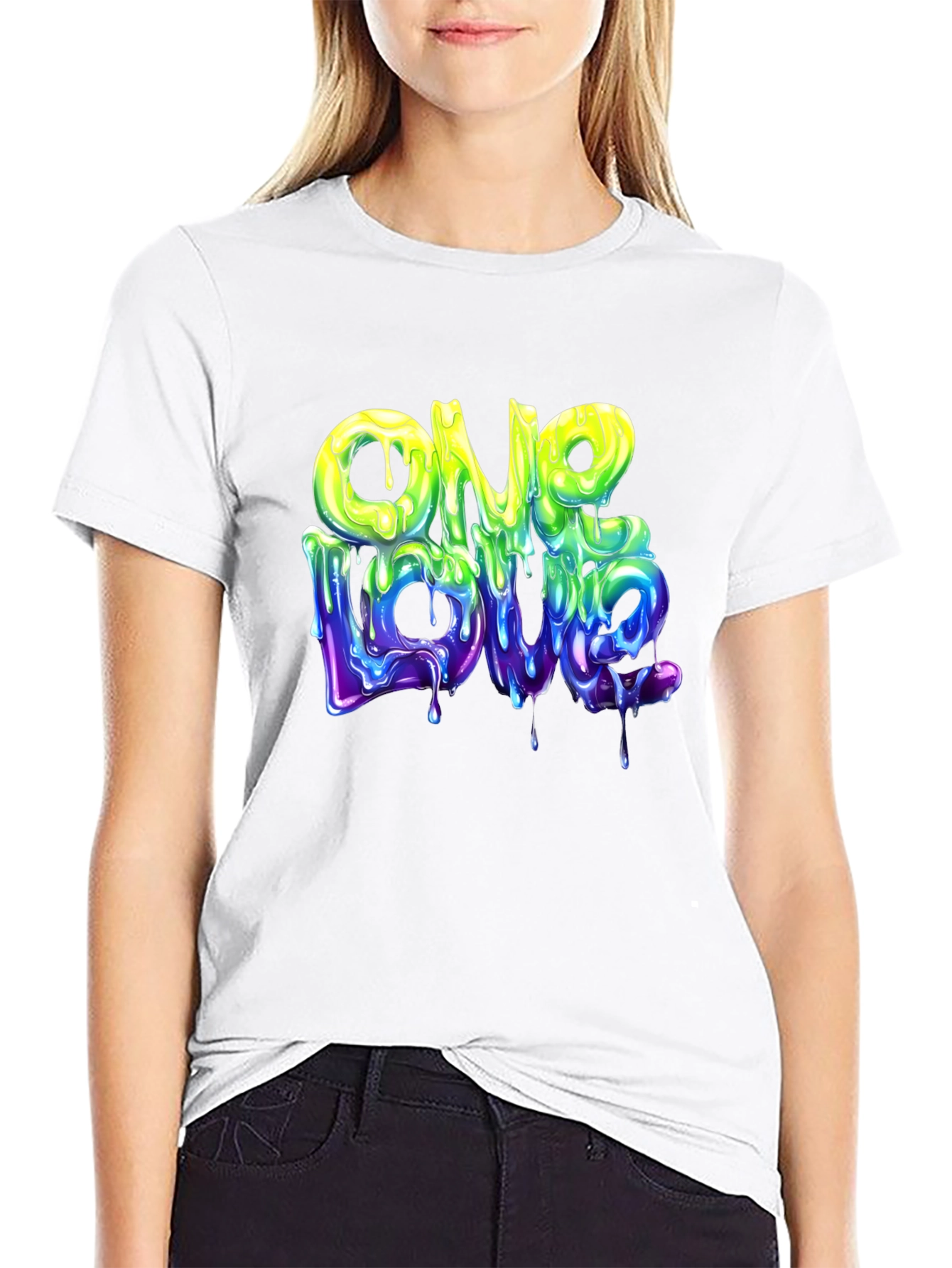 Black One Love Graphic T-Shirt - Cool Drip Design view 9