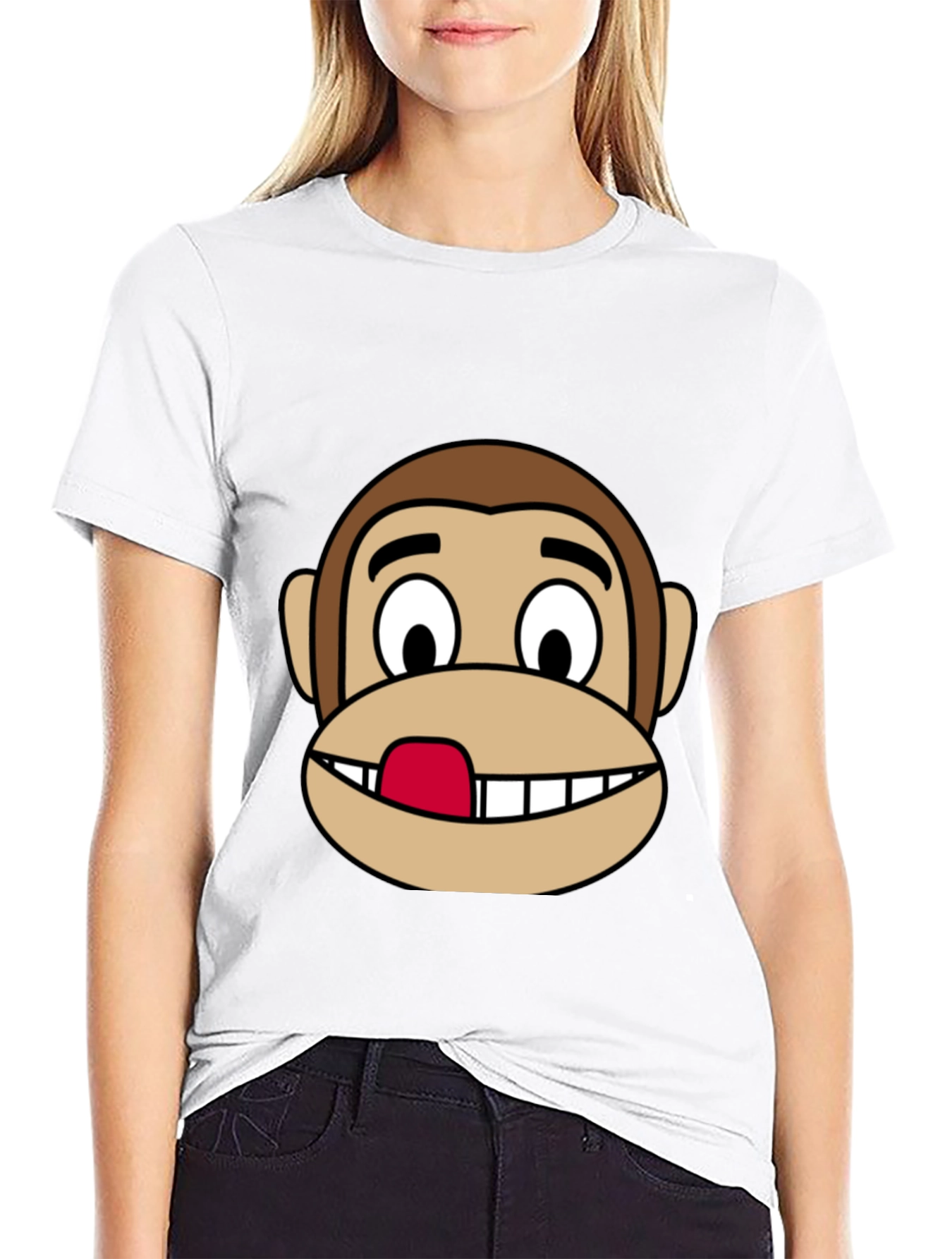 Black Funny Monkey Face Graphic Tee - Black Cotton T-Shirt view 9