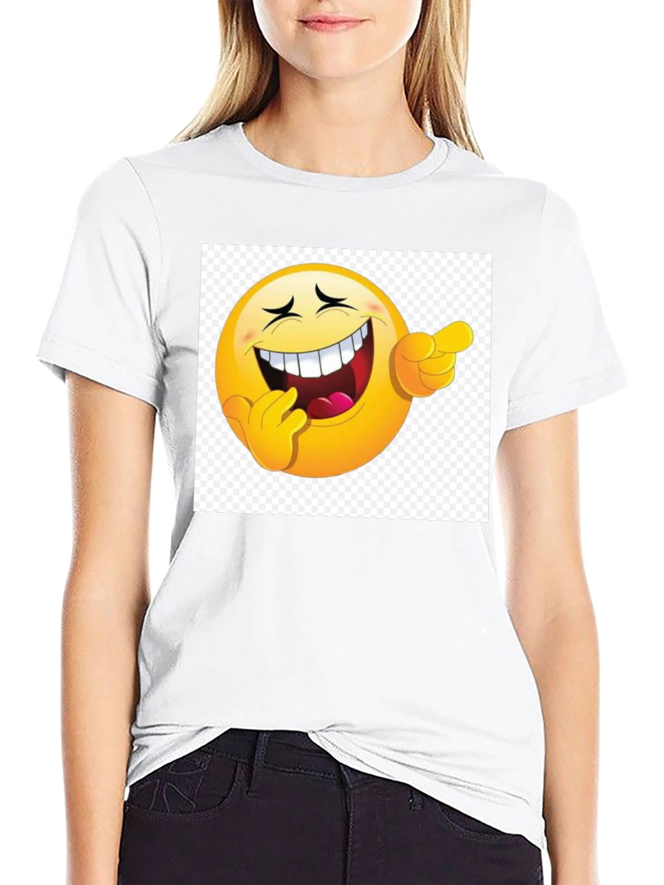 Black Laughing Emoji Graphic Black T-Shirt view 9