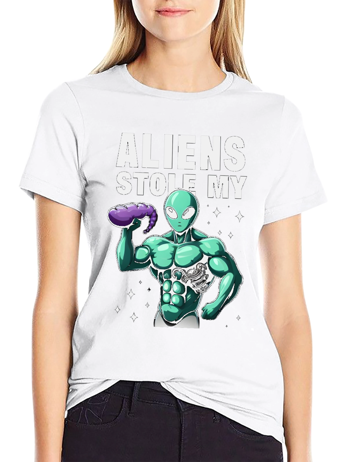 Black Aliens Stole My Six-Pack T-Shirt view 9