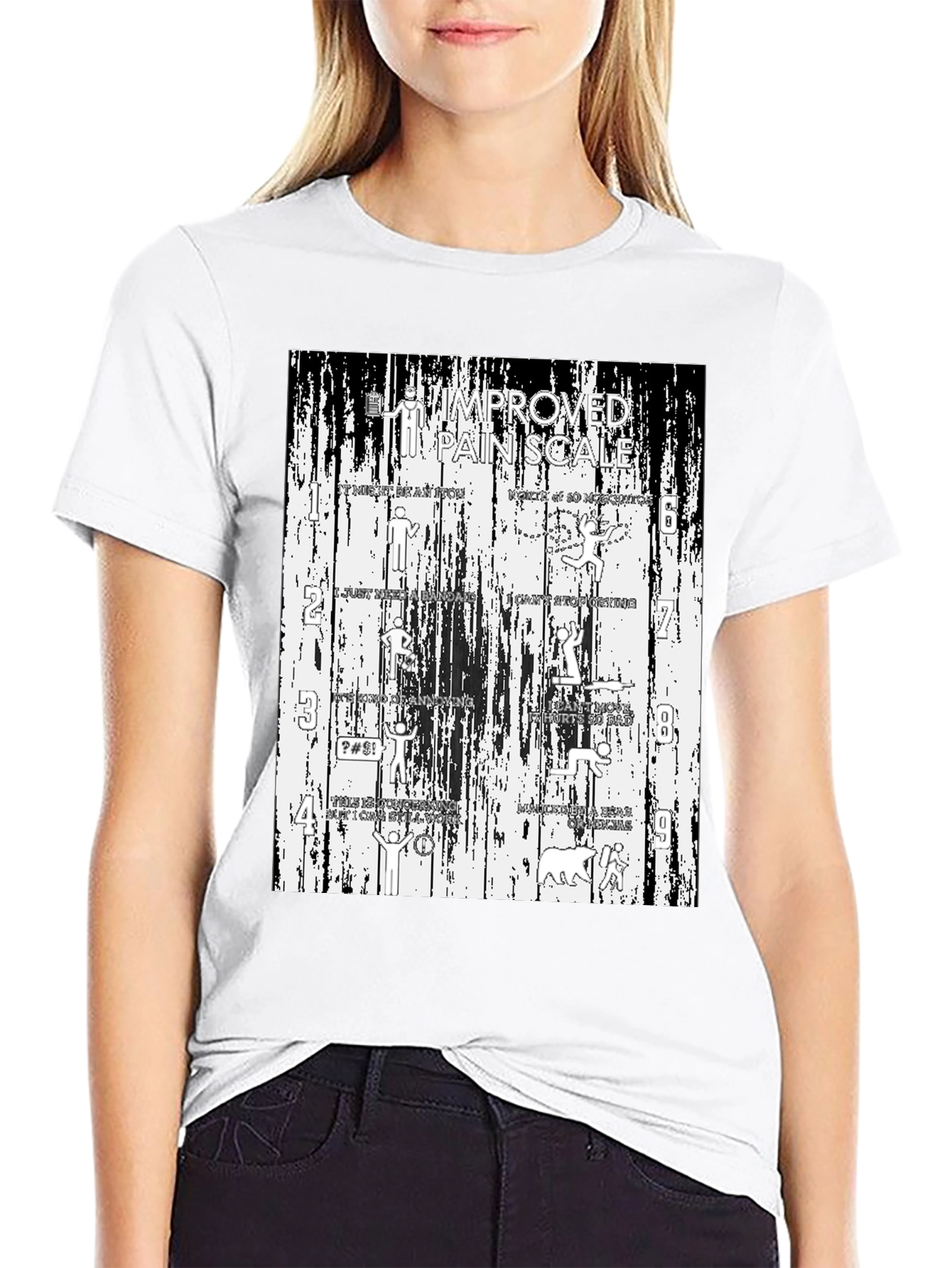 Black Funny "Improved Pain Scale" Graphic Tee view 9