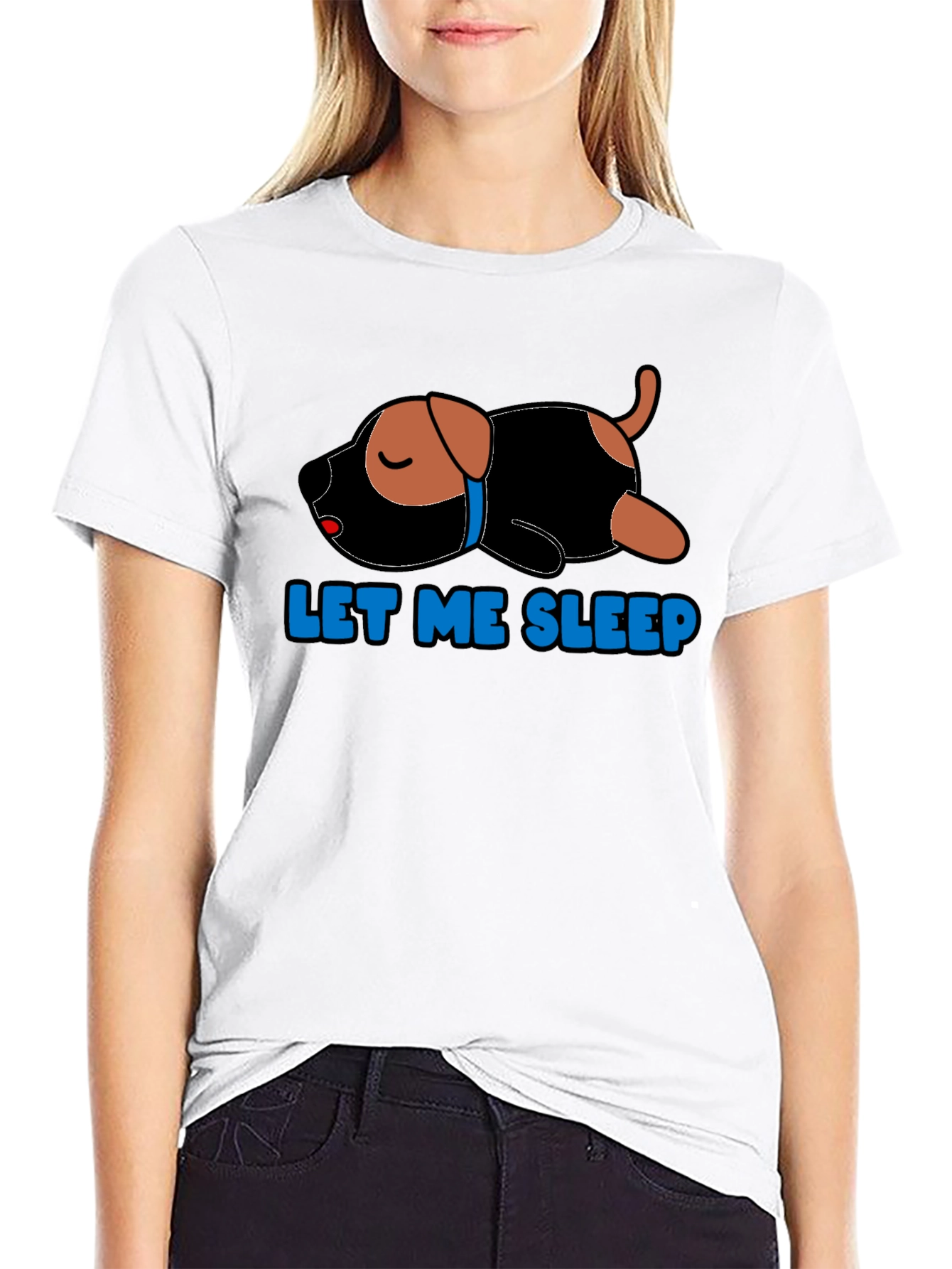 Black Let Me Sleep T-Shirt - Cute Dog Design view 9