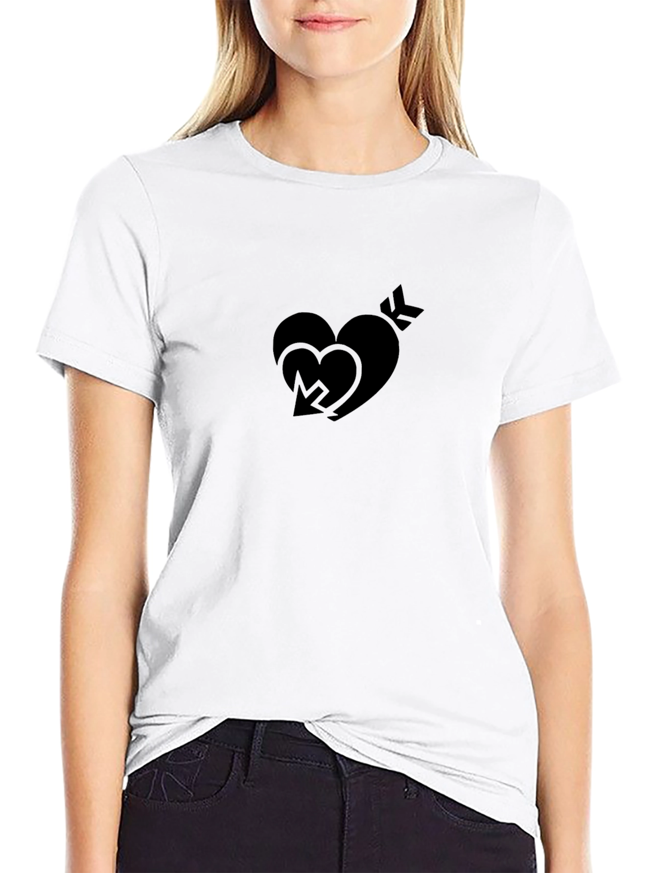 Black Black Heart Arrow Graphic Tee - Modern Style view 9