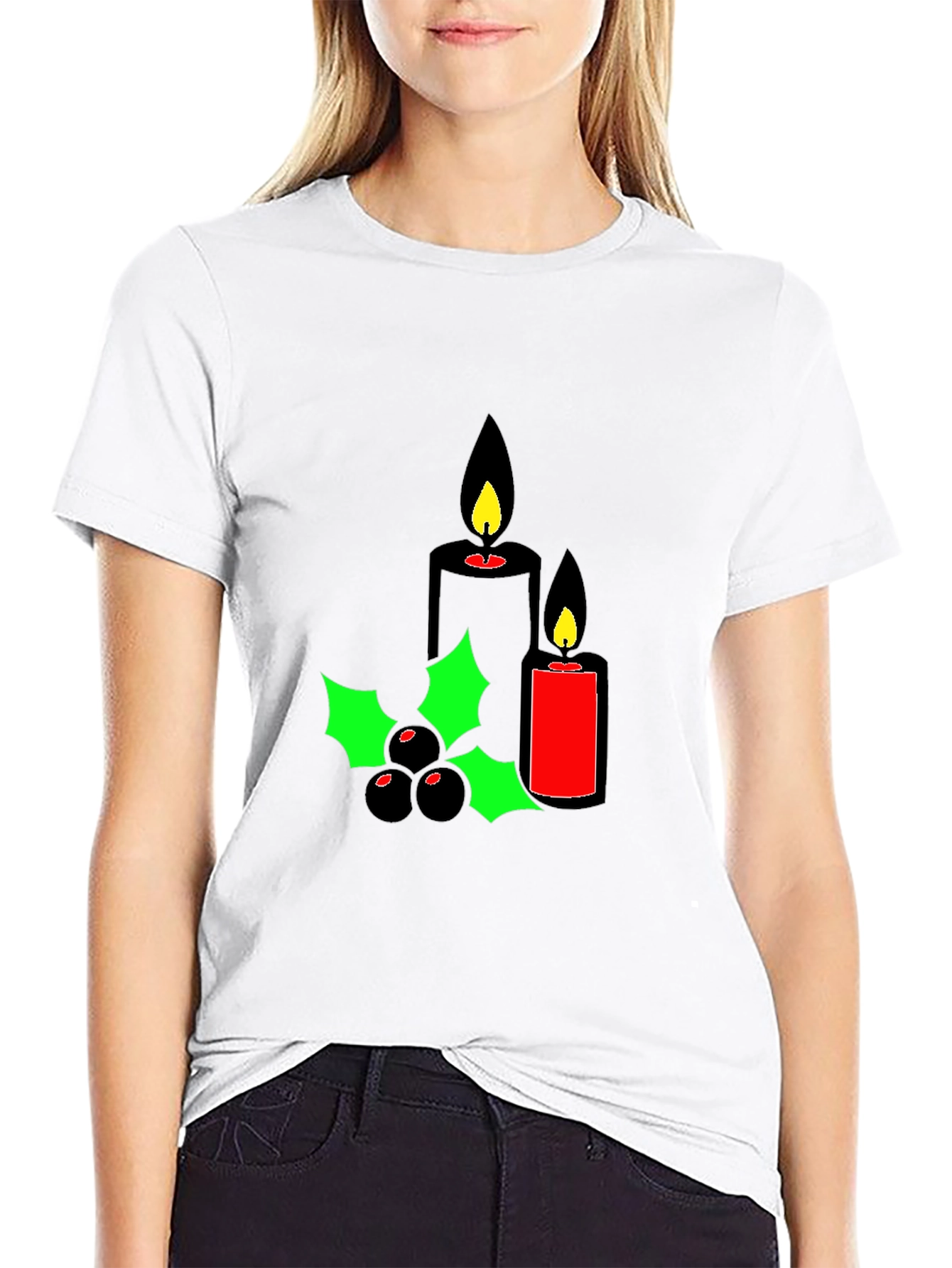 Black Holiday Candles Graphic Tee - Christmas Spirit Shirt view 9