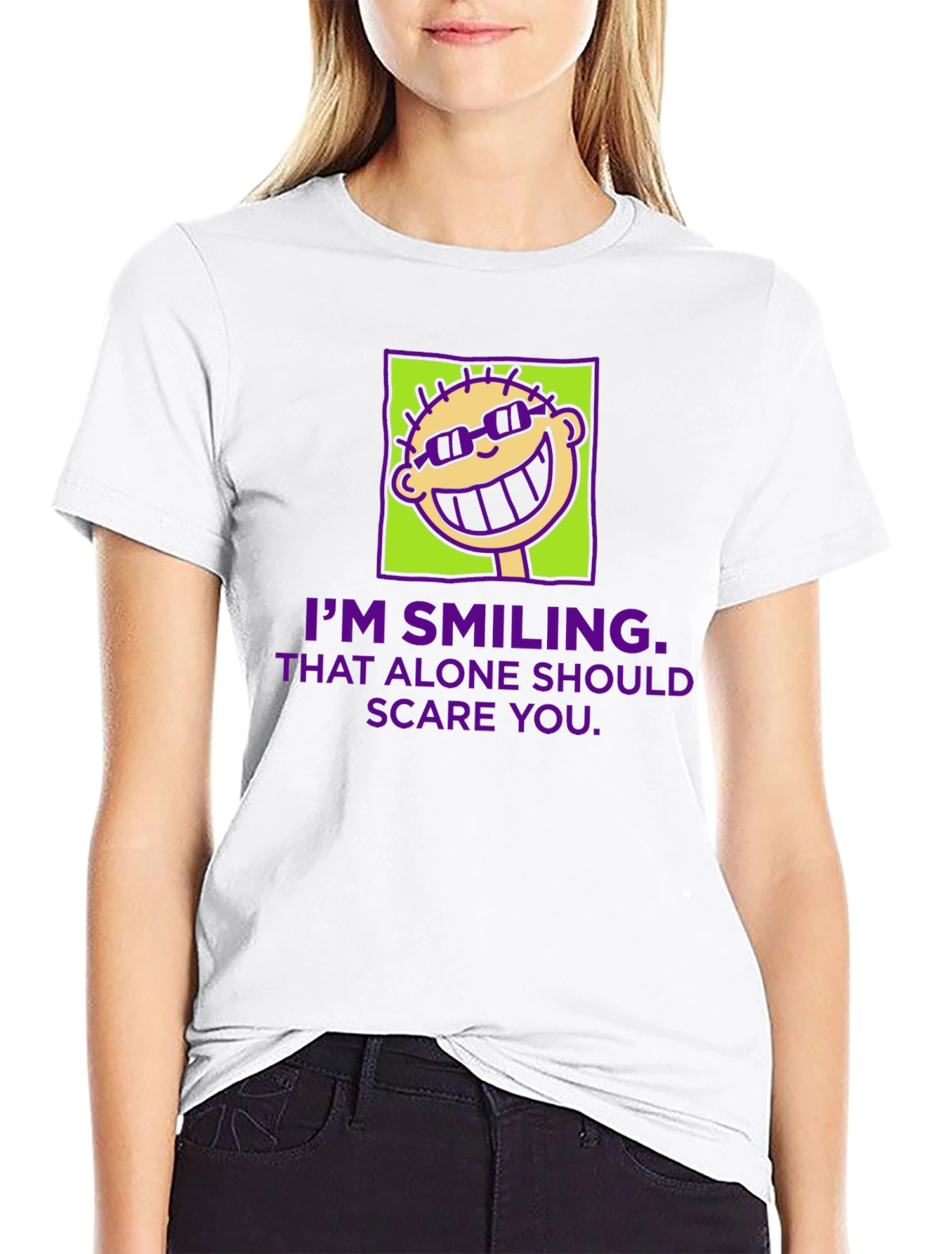 Black Smiling Face Graphic Tee - Funny Sarcastic T-Shirt view 9