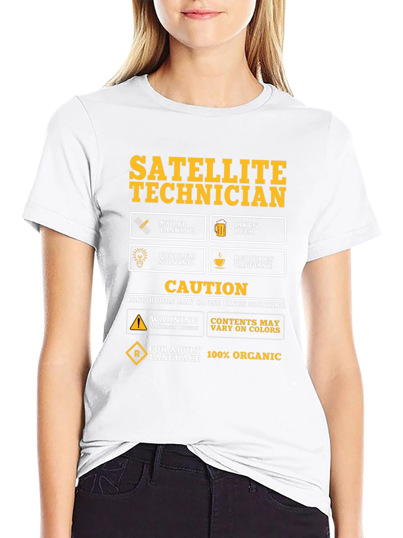 Black Satellite Technician Novelty T-Shirt view 9