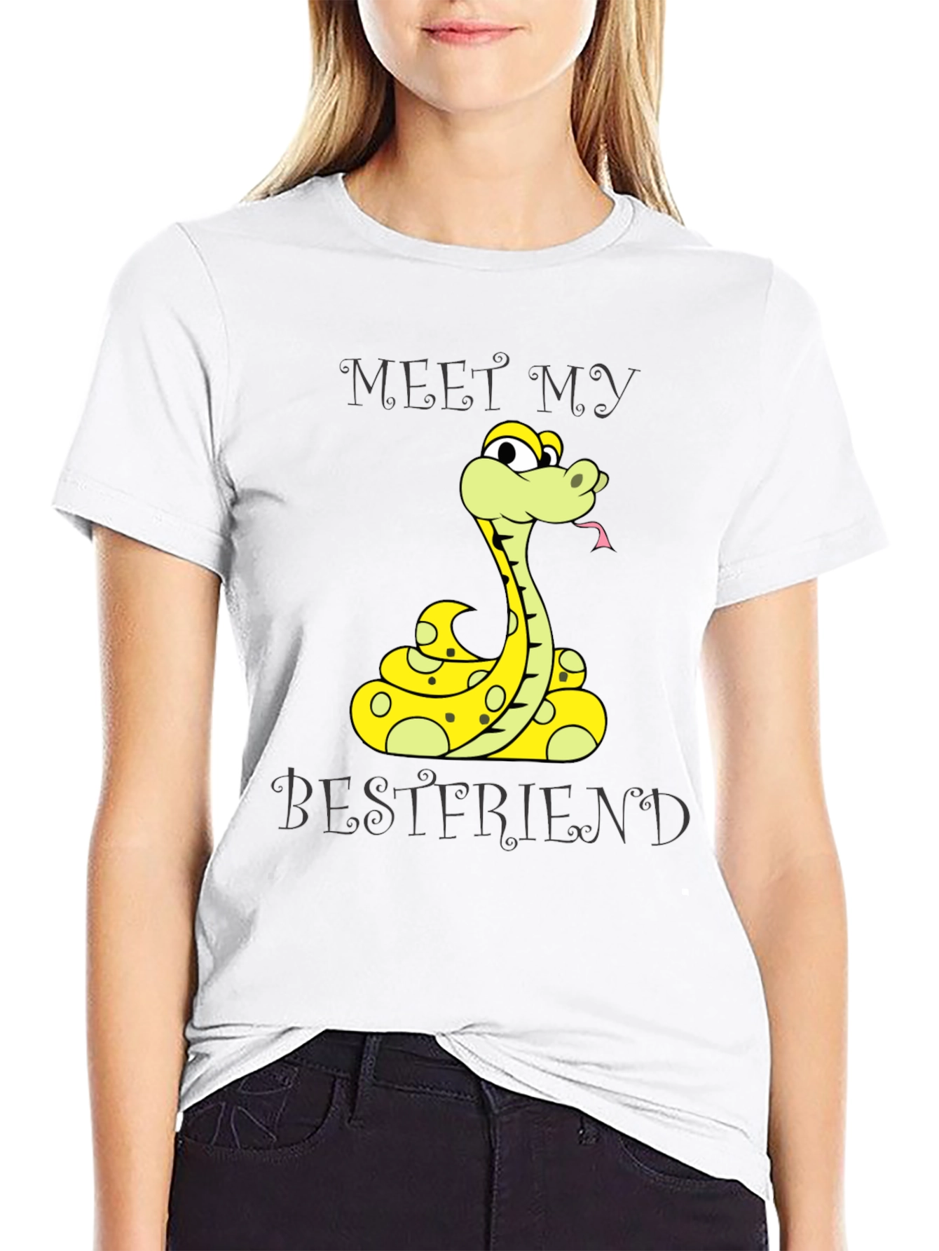 Black Meet My Bestfriend Snake Graphic T-Shirt view 9