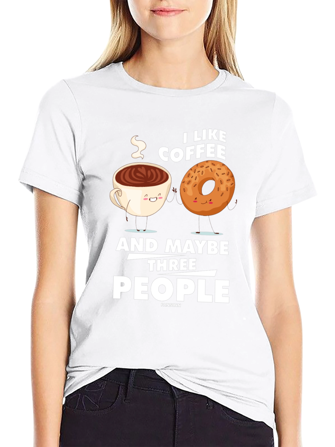 Black Funny Coffee & Donut Graphic T-Shirt view 9