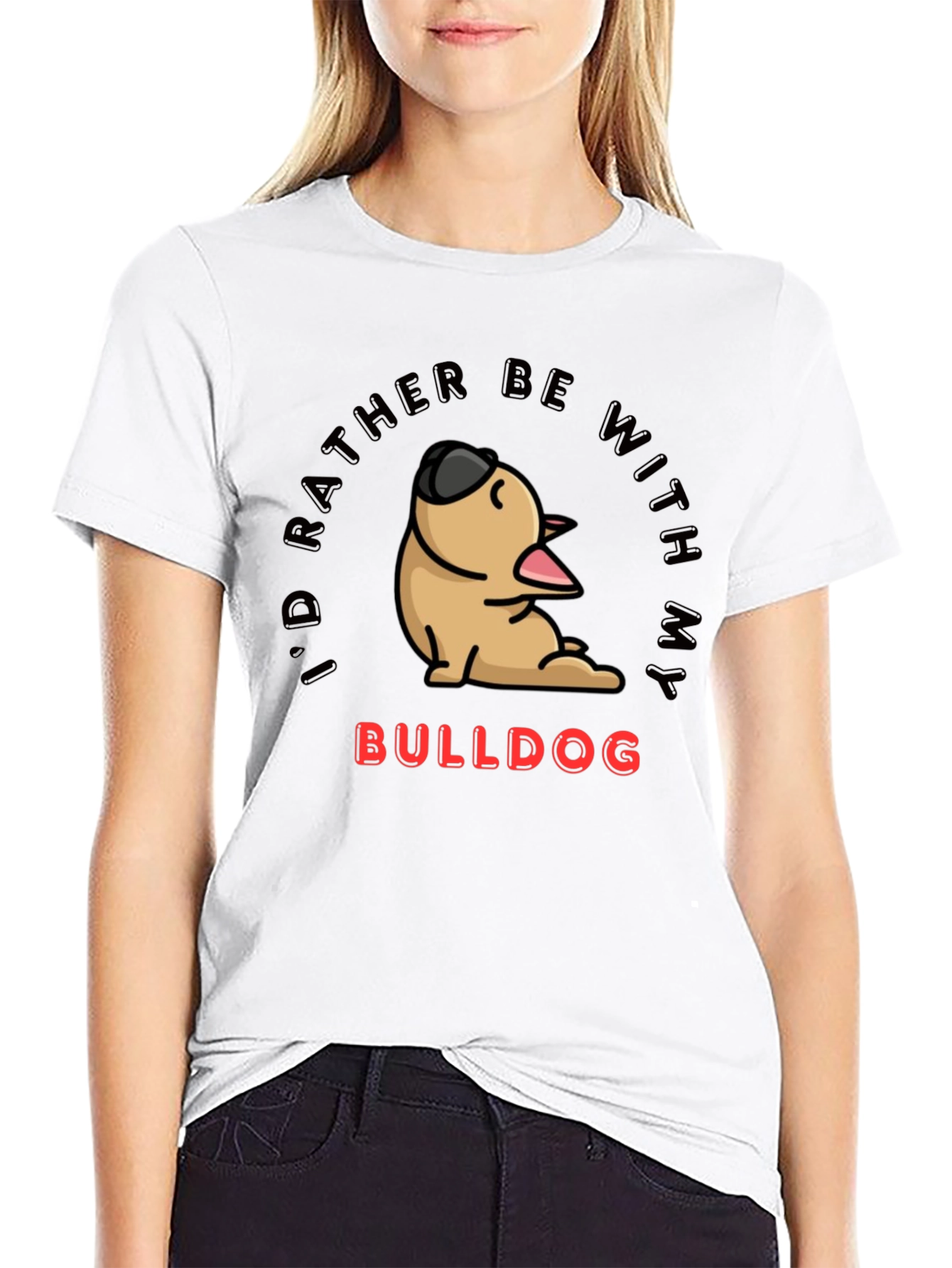 Black Bulldog Lover T-Shirt - I'd Rather Be With My Bulldog view 9