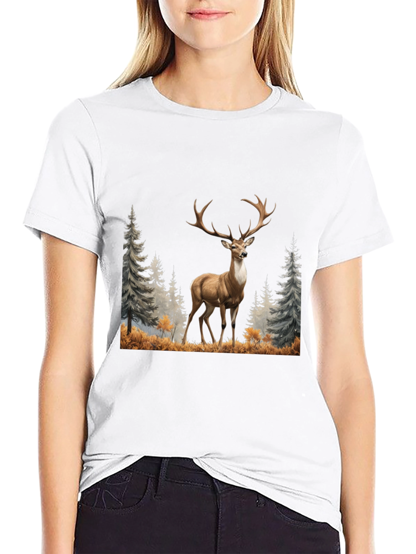 Black Deer Graphic Tee - Wildlife Inspired Men's T-Shirt view 9