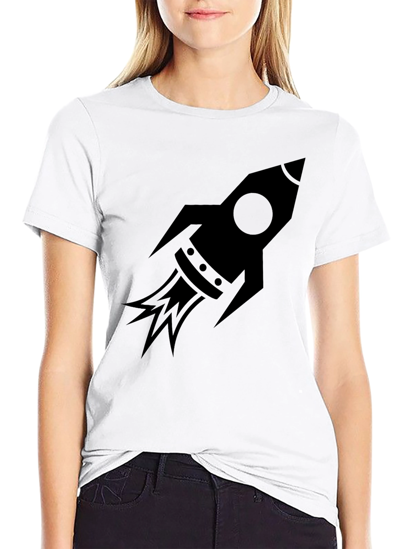 Black Rocket Graphic Tee - Black Cotton Blend view 9