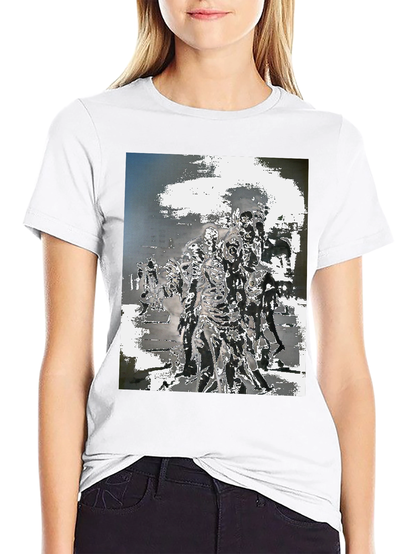Black Zombie Horde Graphic Tee - Black Cotton T-Shirt view 9