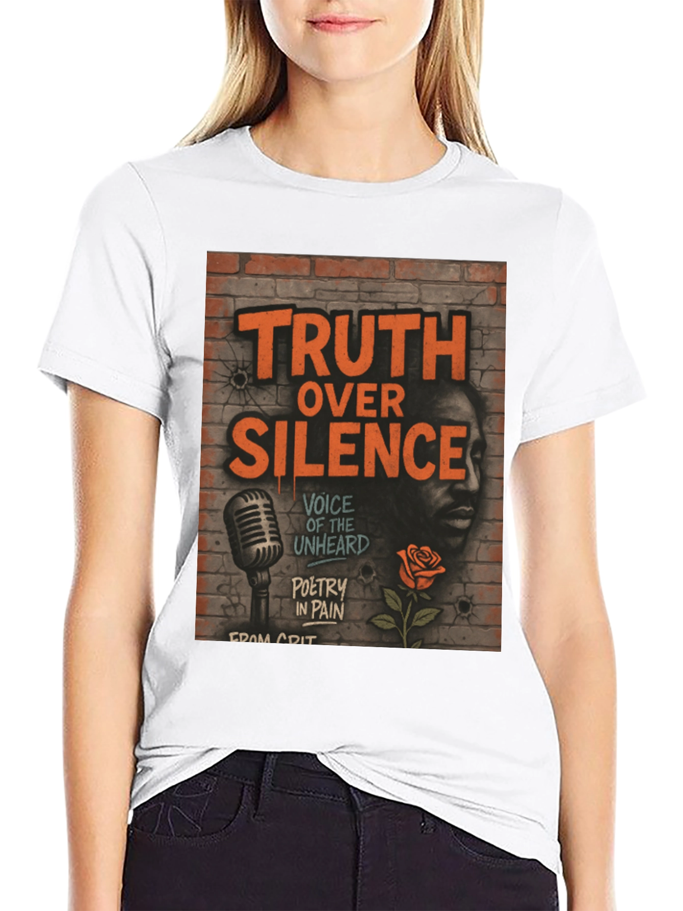 Black Truth Over Silence Graphic T-Shirt - Poetry in Pain view 9
