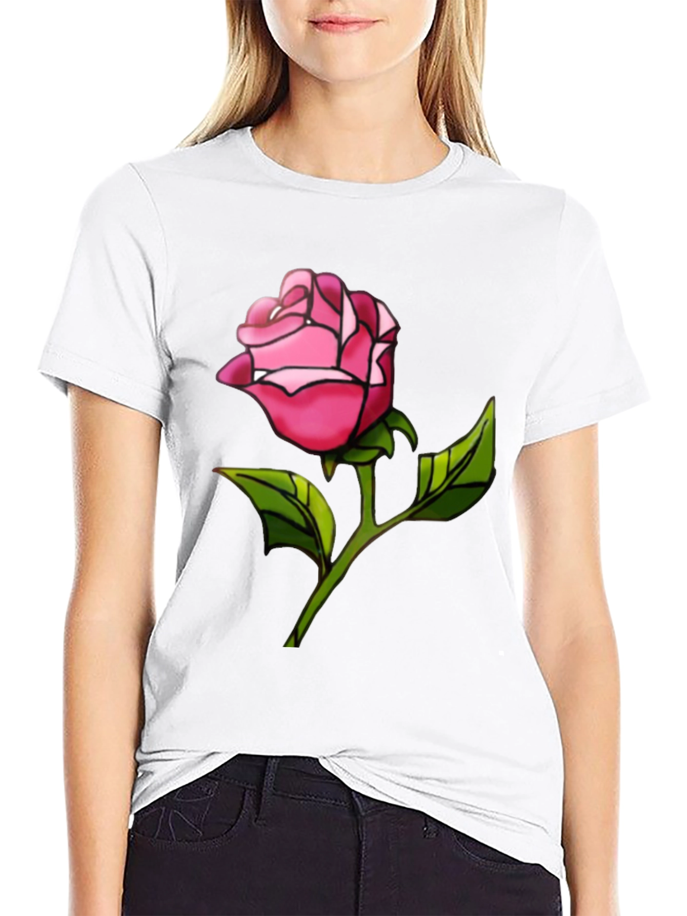 Black Rose Graphic Tee - Black Casual T-Shirt view 9