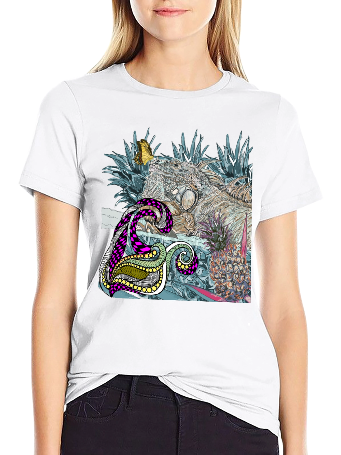 Black Iguana and Pineapple Graphic Tee view 9