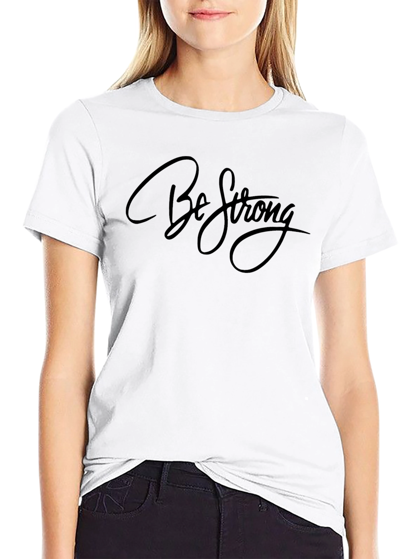 Black Be Strong Graphic Black T-Shirt view 9