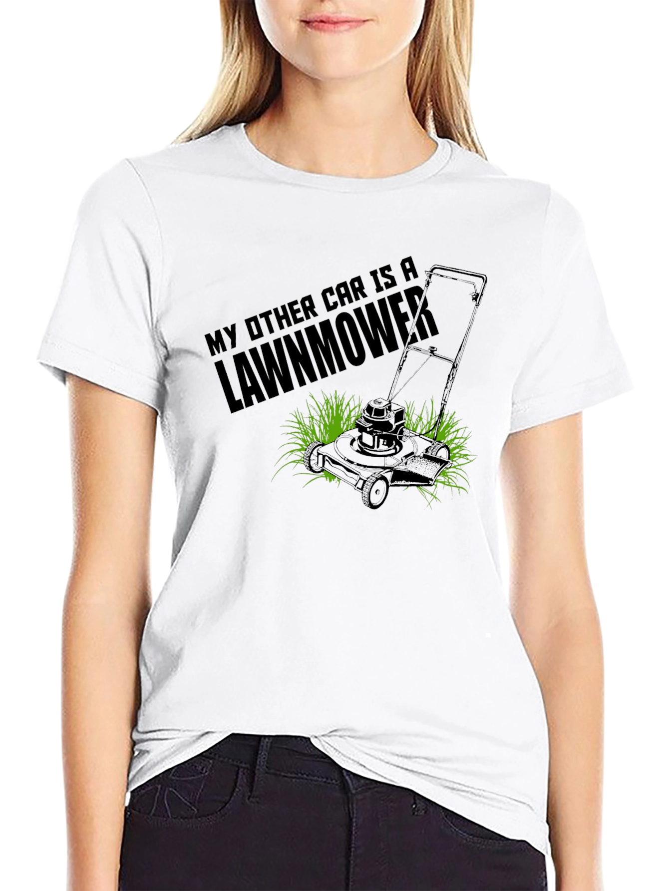 Black My Other Car Is A Lawnmower Black T-Shirt view 9