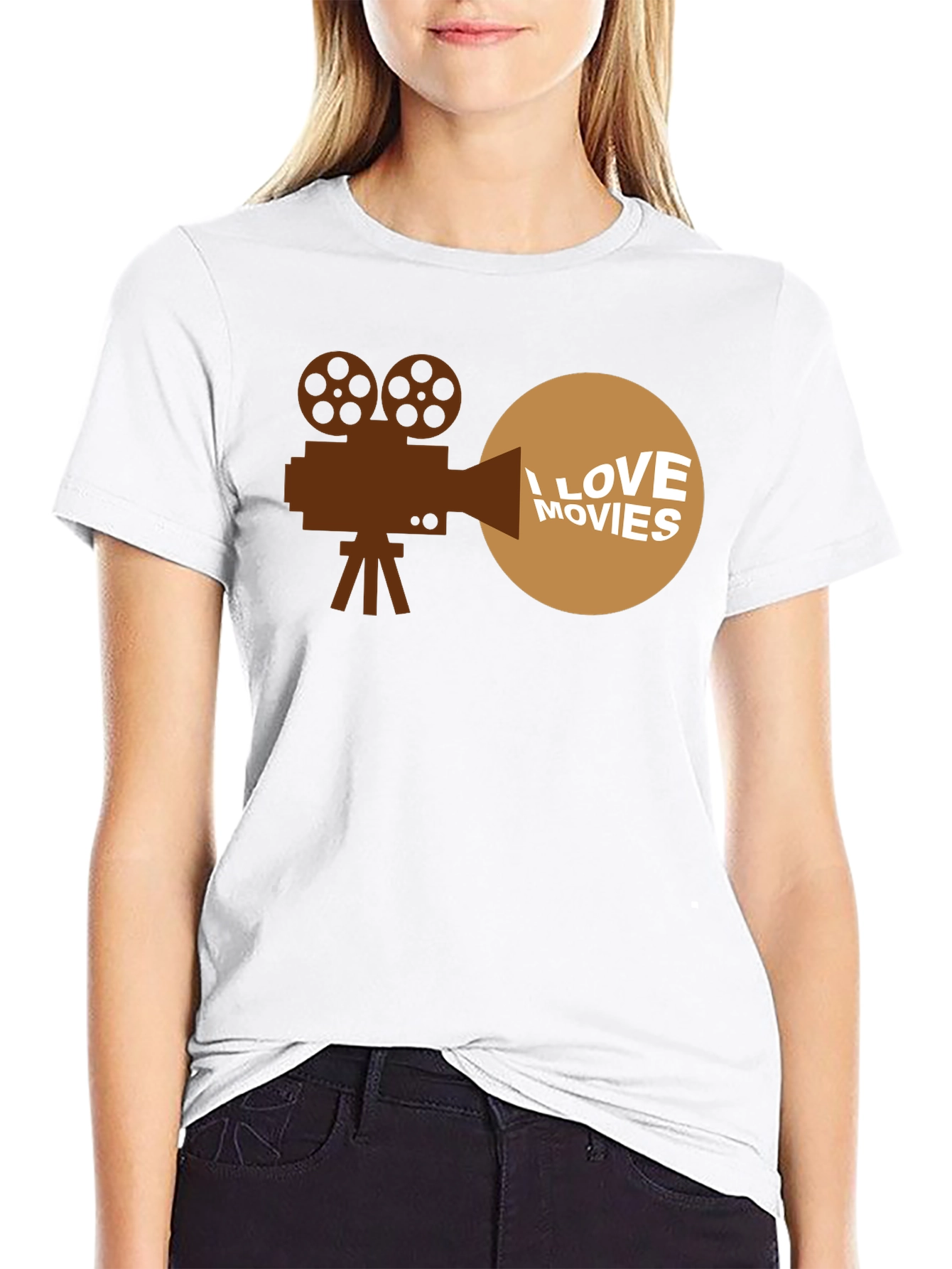 Black I Love Movies T-Shirt - Classic Film Fan Tee view 9