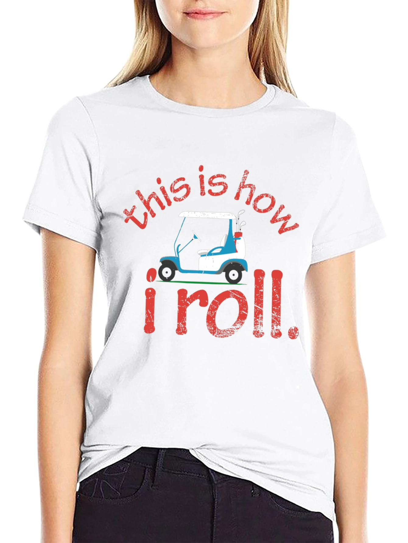Black Golf Cart T-Shirt: This is How I Roll Tee view 9