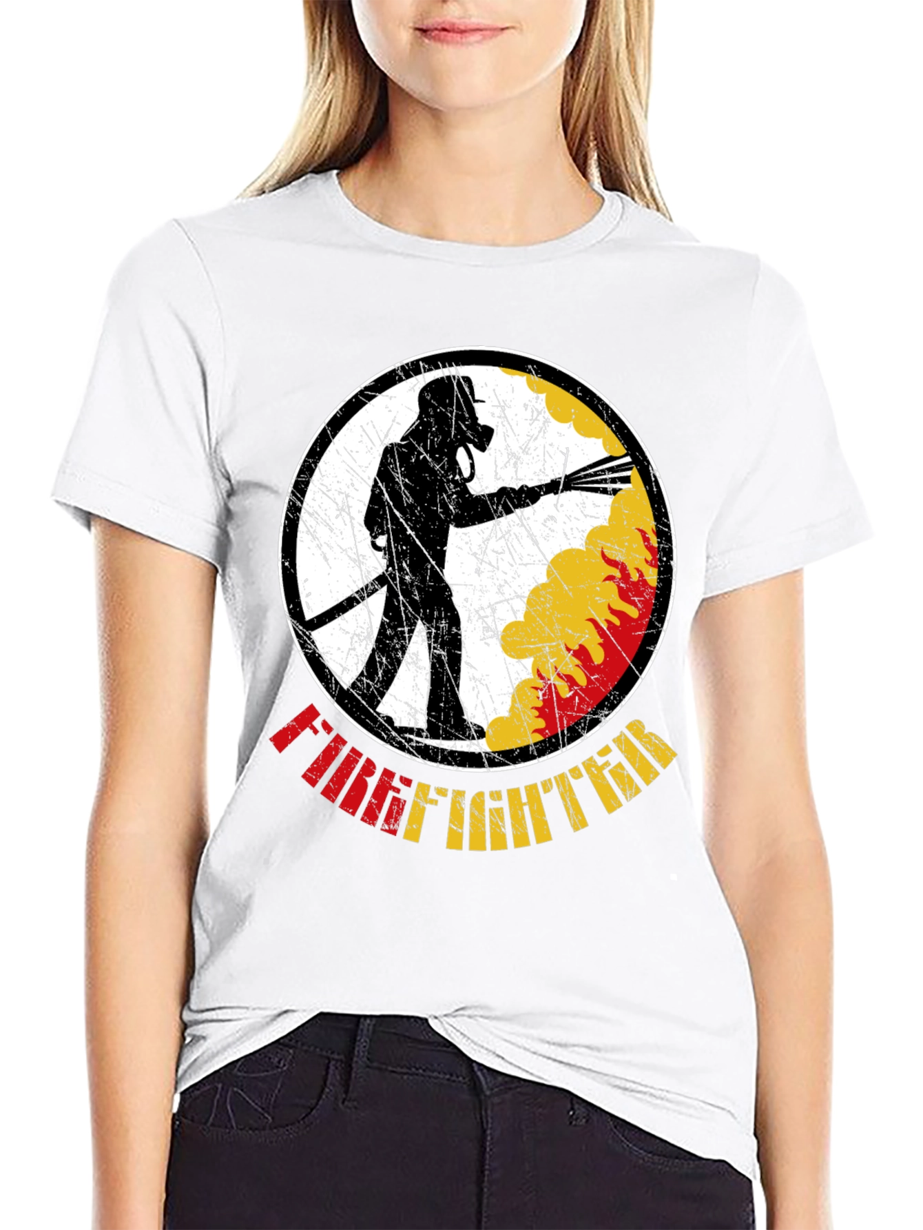 Black Firefighter Graphic T-Shirt - Black view 9