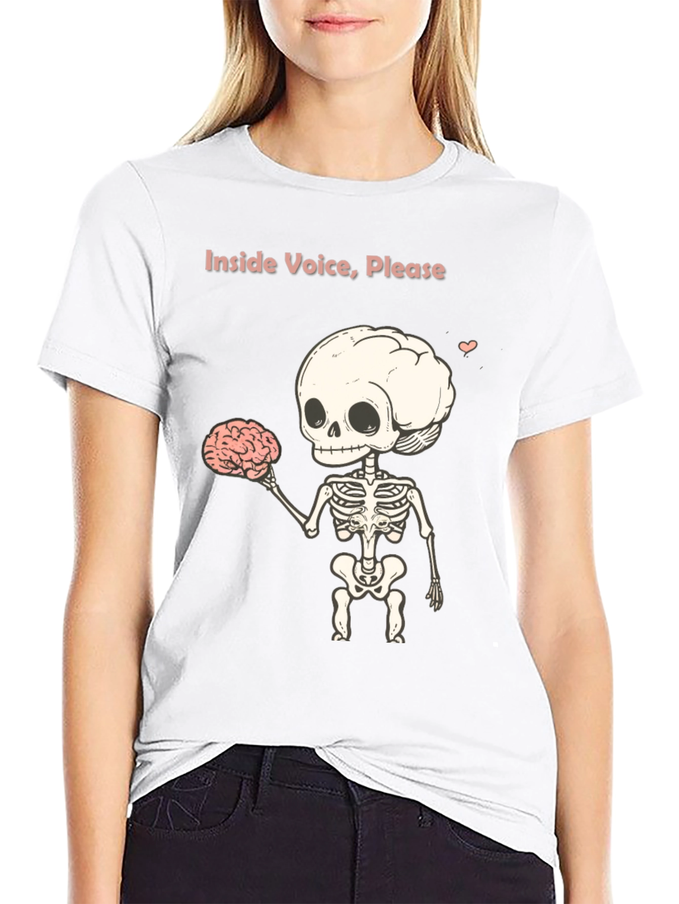 Black Inside Voice, Please - Skeleton Graphic T-Shirt view 9