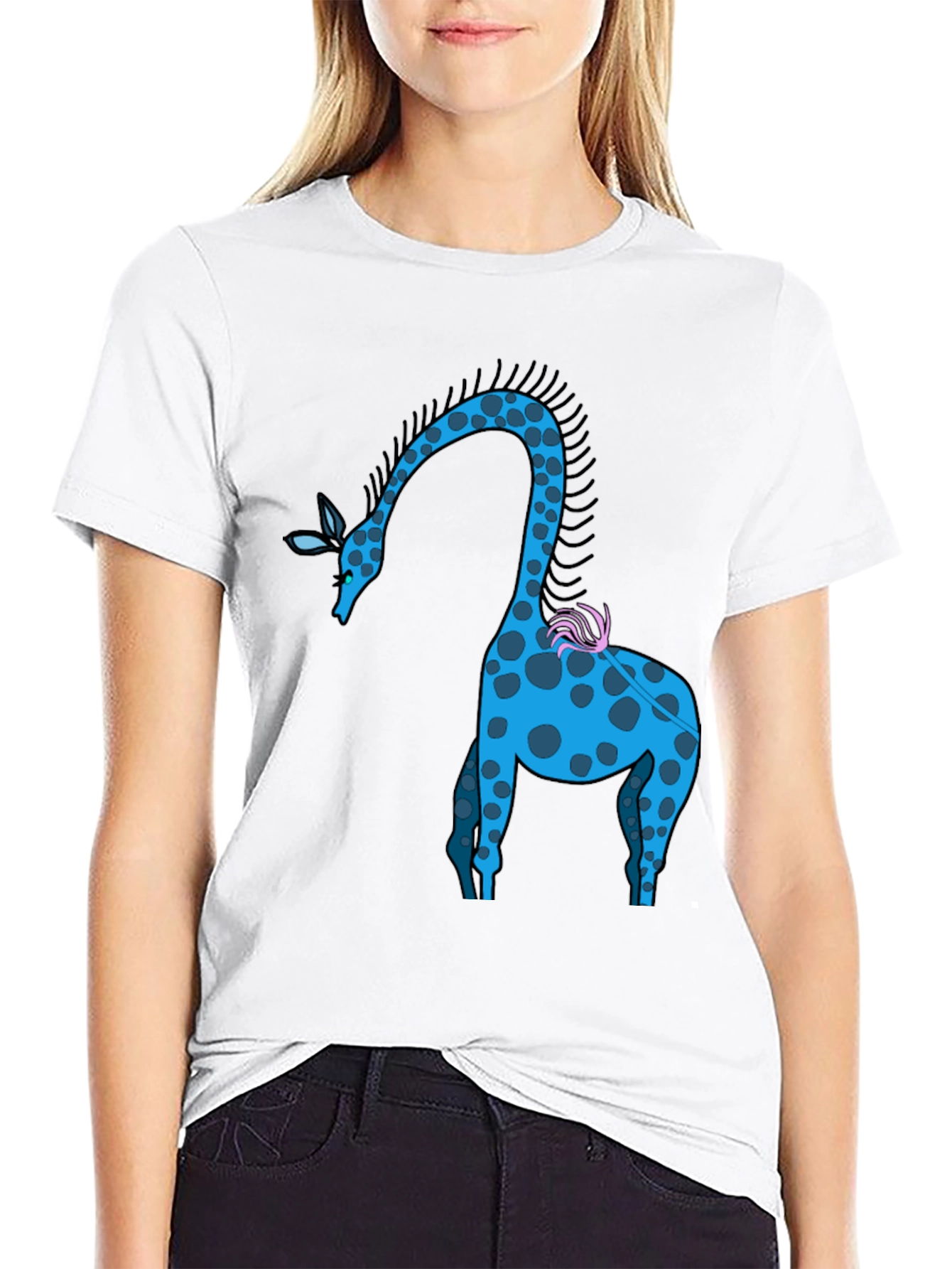 Black Cool Giraffe Graphic Tee - Stylish Casual Wear view 9