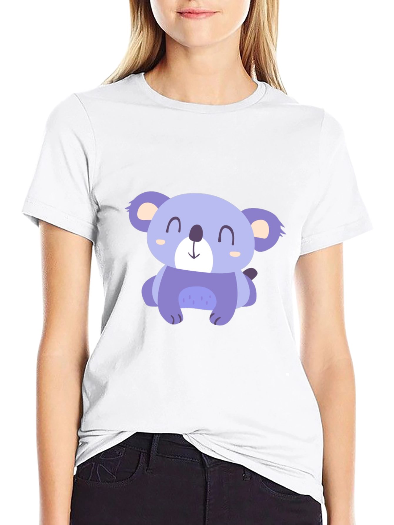 Black Cute Koala Graphic Tee - Casual Black T-Shirt view 9