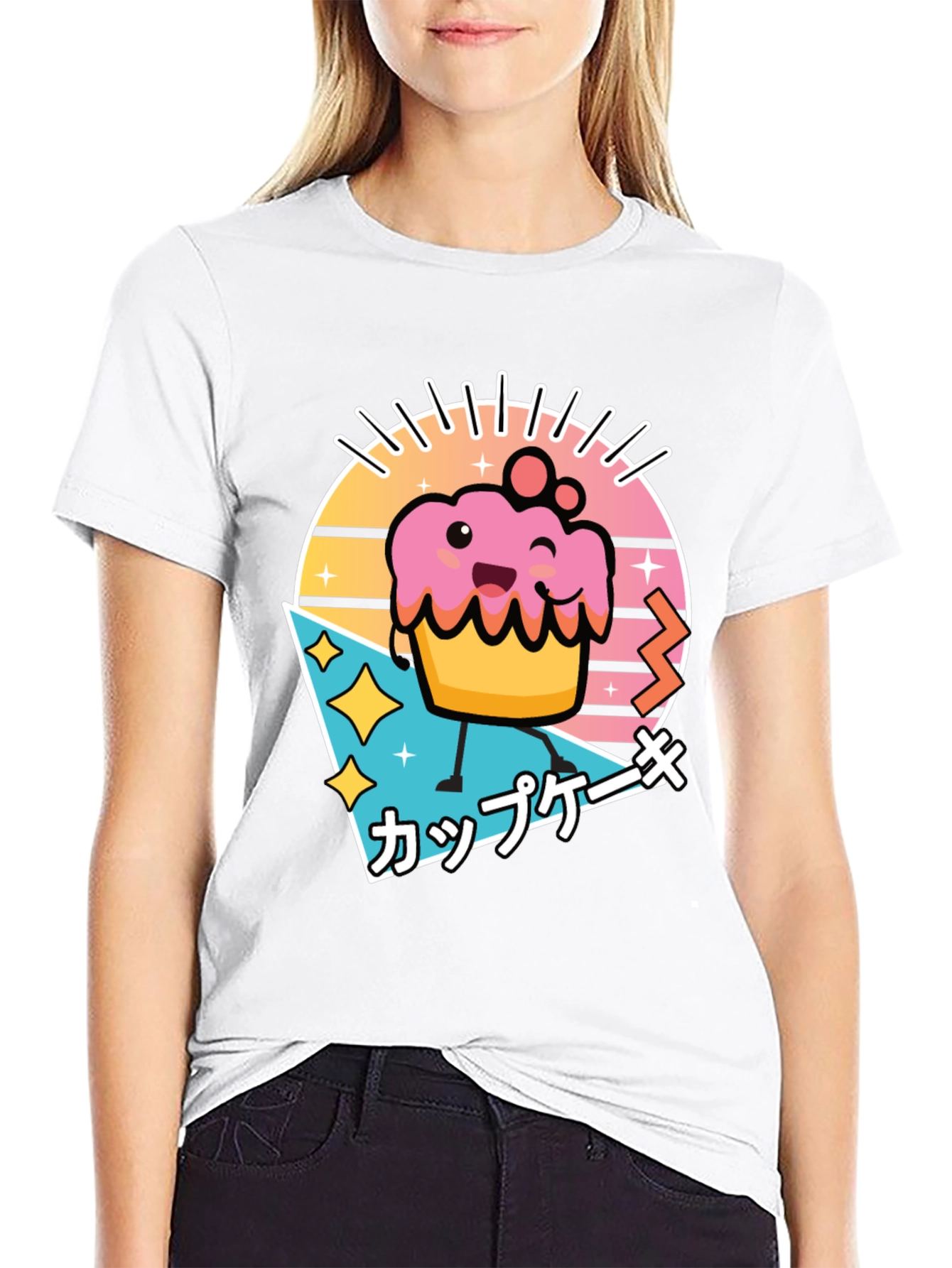 Black Kawaii Cupcake T-Shirt - Retro Japanese Style view 9