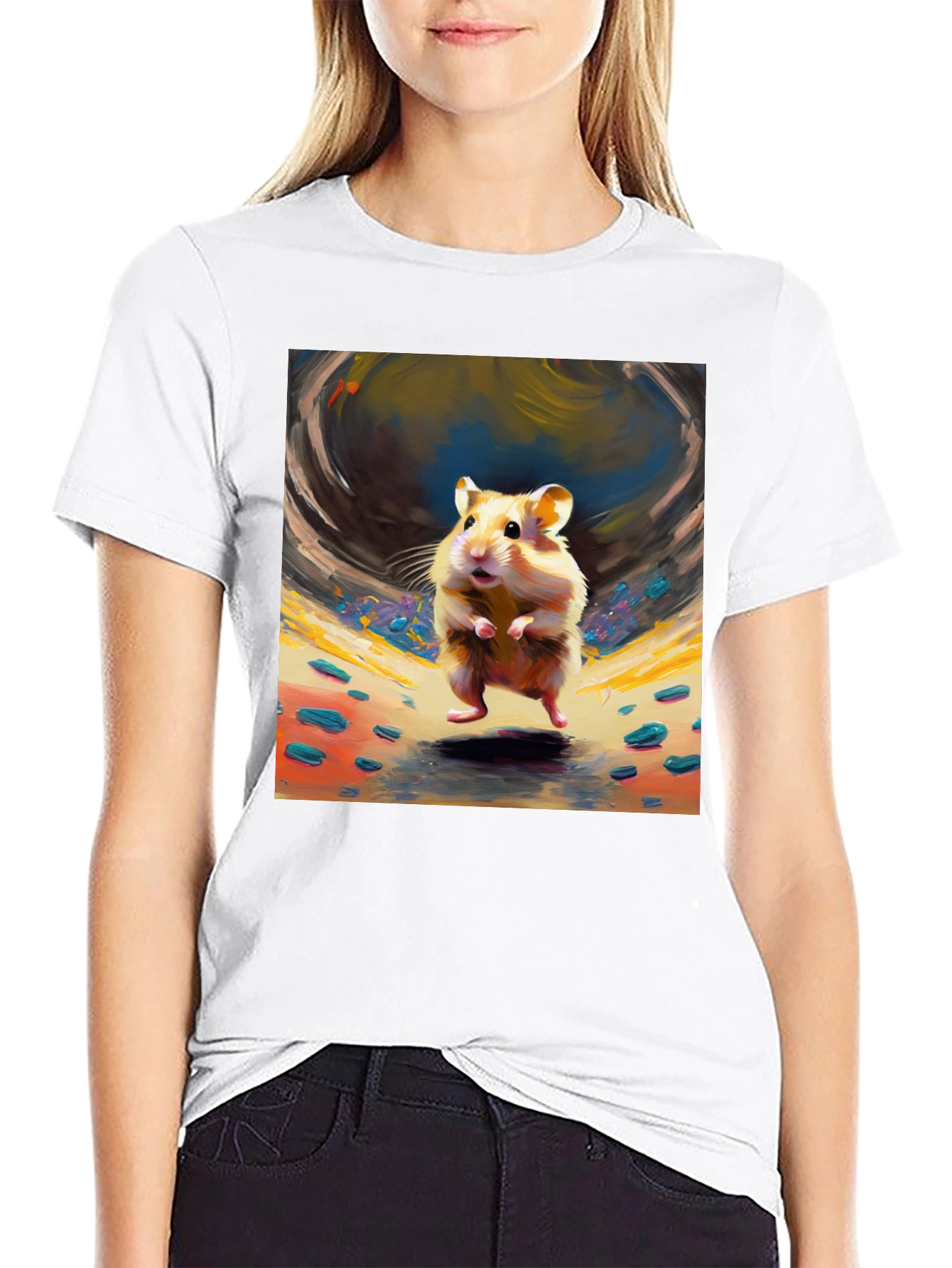 Black Hamster Art Graphic Tee - Stylish Comfort view 9