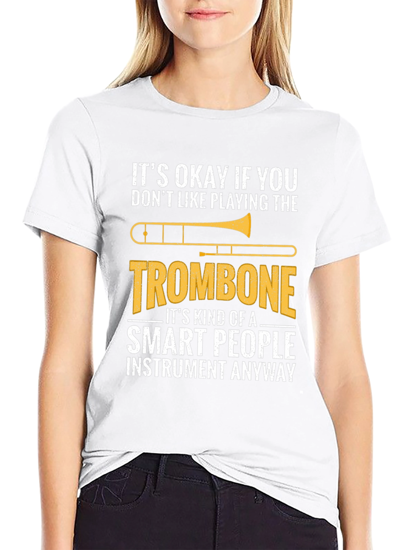 Black Smart People Trombone T-Shirt - Funny Musician Tee view 9