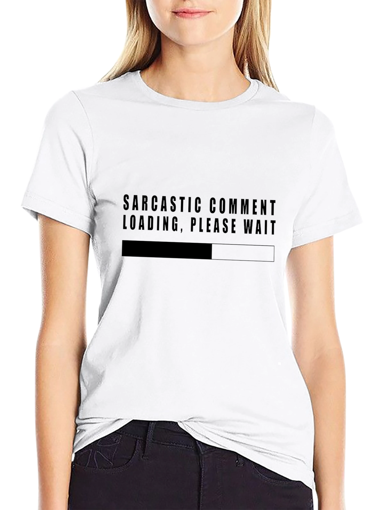 Black Sarcastic Comment Loading T-Shirt view 9
