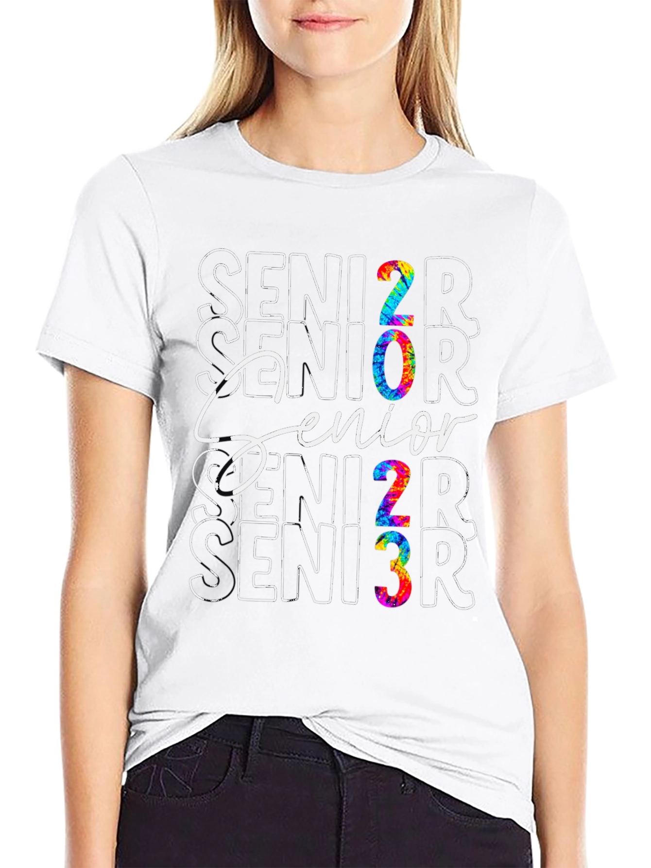 Black Senior 2023 Tie-Dye Graphic T-Shirt view 9