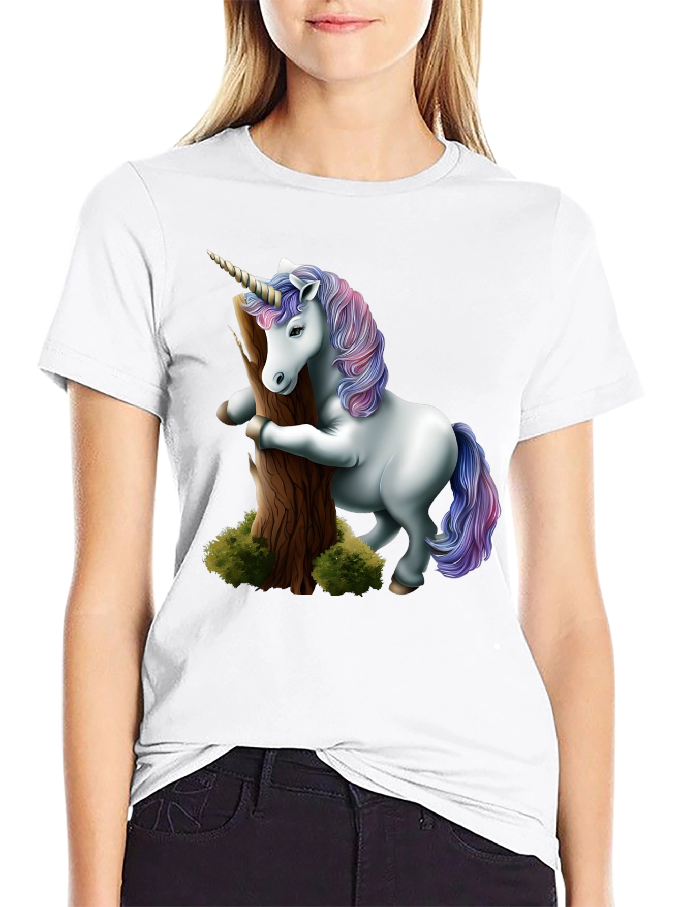 Unicorn Hugging Tree Black T-Shirt - 9